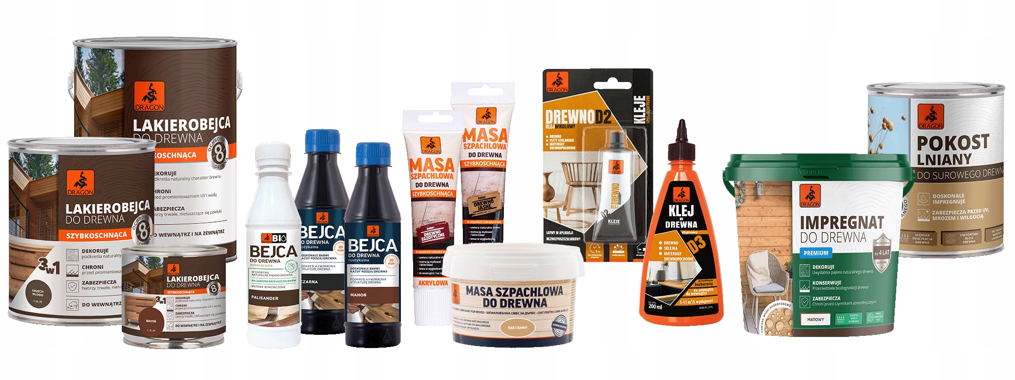 Lakierobejca do drewna szybkoschnąca 2,5L PALISANDER DRAGON Typ wodna