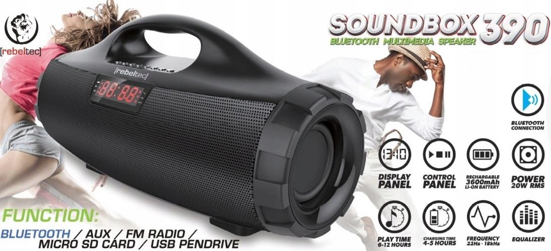 Rebeltec Reproduktor Sound Box 390 Bluetooth Fm Usb 3W Pre Smartfóny A Notebooky