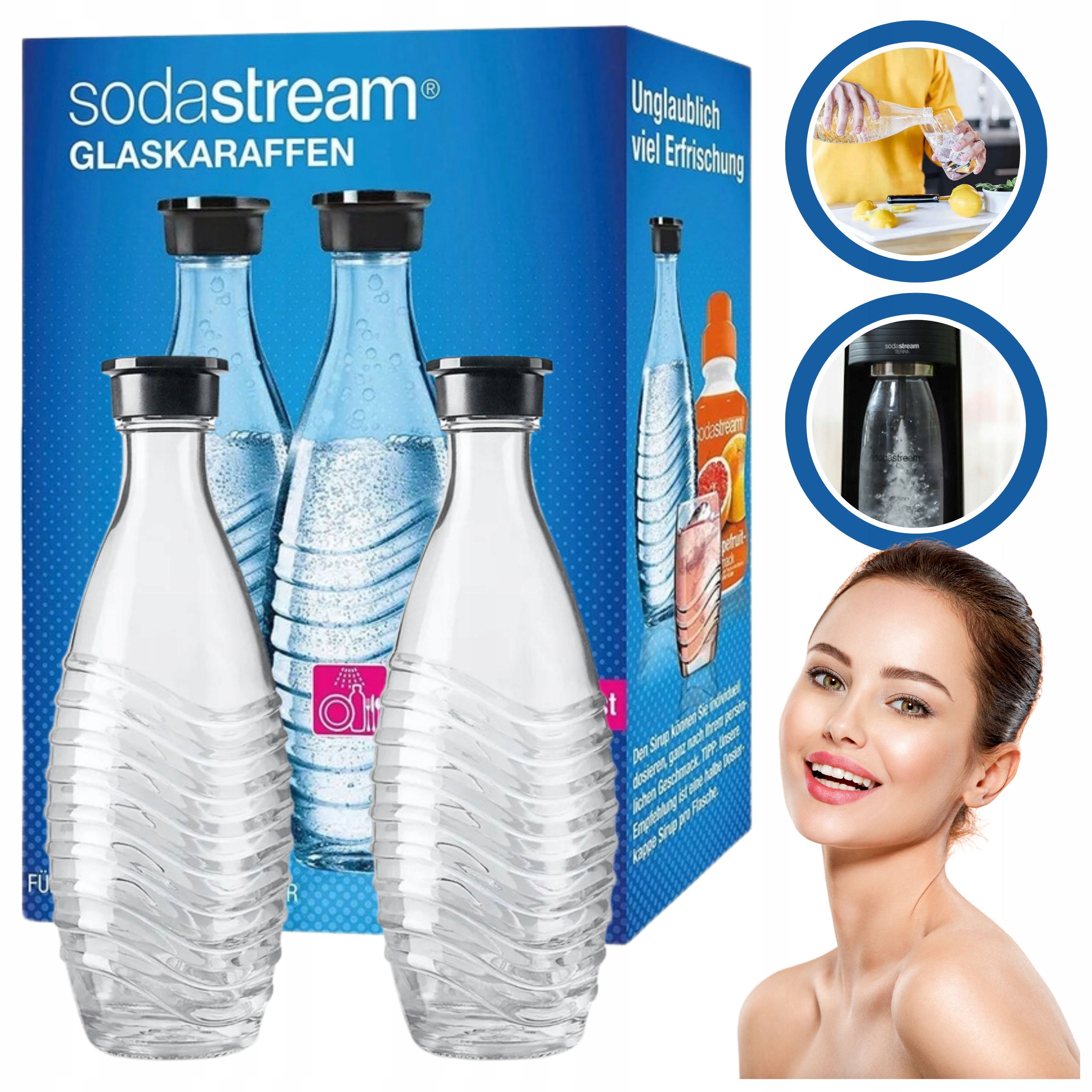SZKLANA BUTELKA 2 SZT 0,6L KARAFKA DO SODA STREAM SATURATOR SODASTREAM