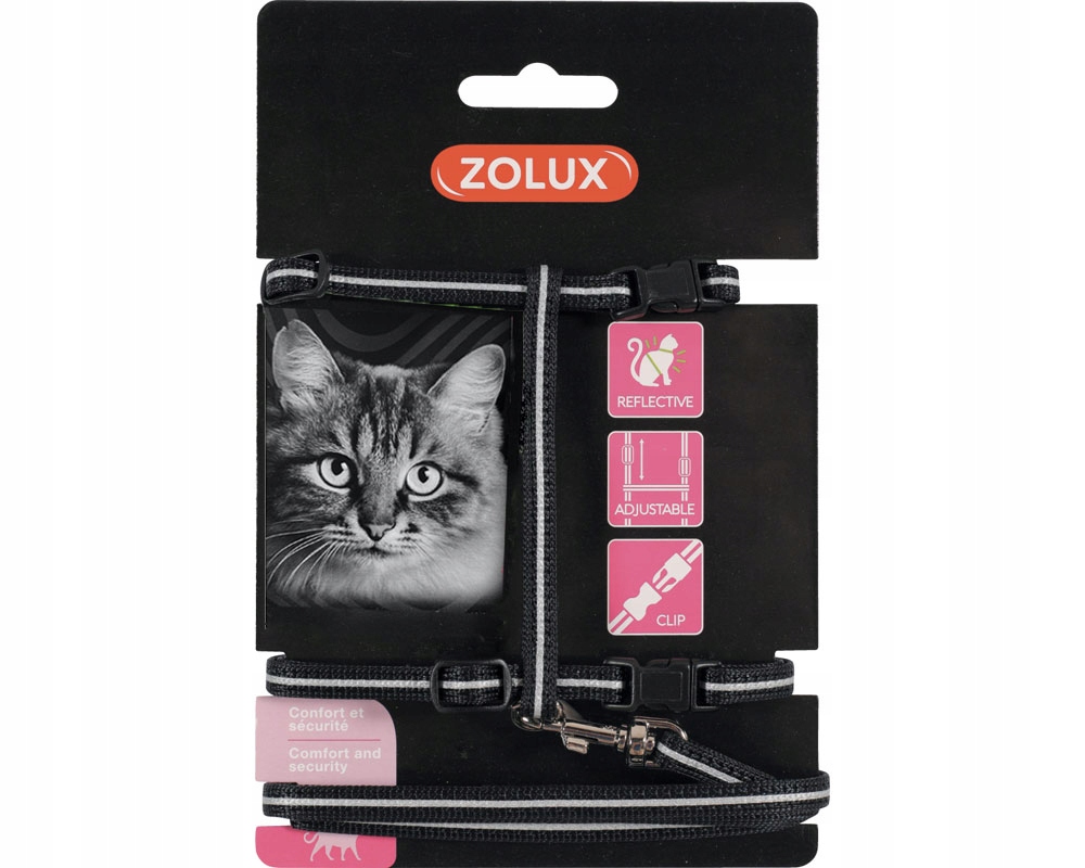 

szelki odblaskowe smycz zestaw spacerowy kota