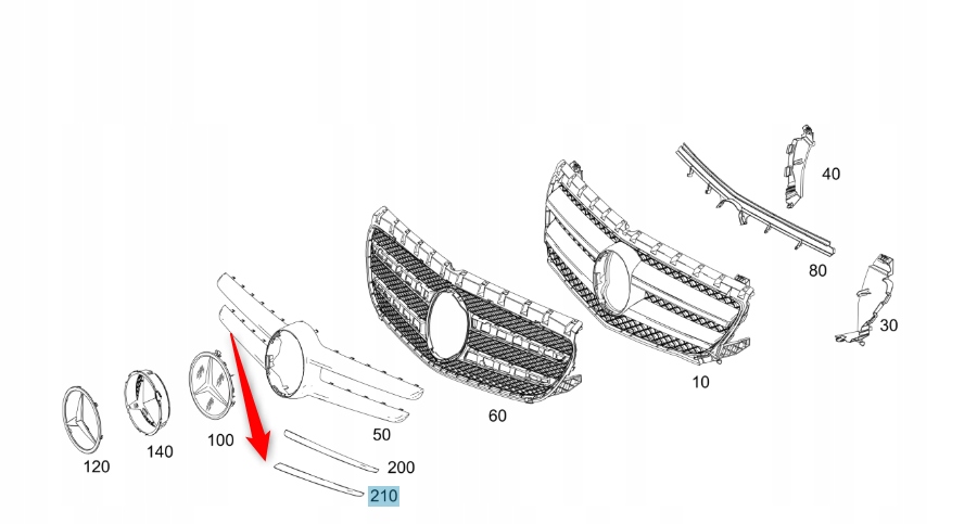 Grilovací Lišta B Třída W246 Mercedes Oe A2468882285