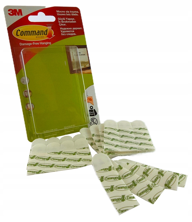 MiyaEpock COMMAND X•8Standard Haczyki Samoprzylepne Bezinwazyjne COMMAND Zestaw 4sz Metalowe Bez