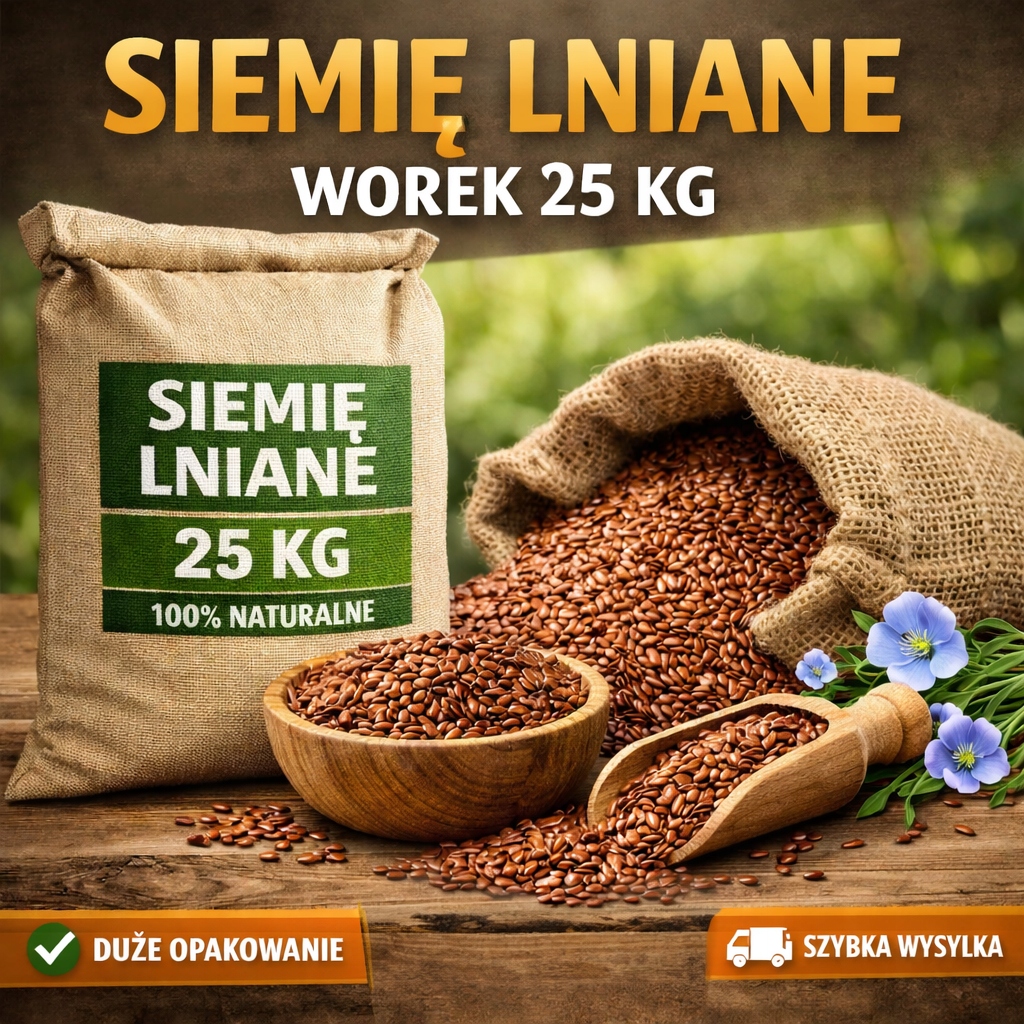 Len Ziarna lnu Oczyszczone siemię lniane 25kg Zbiór 2025 Czystość 99,5%