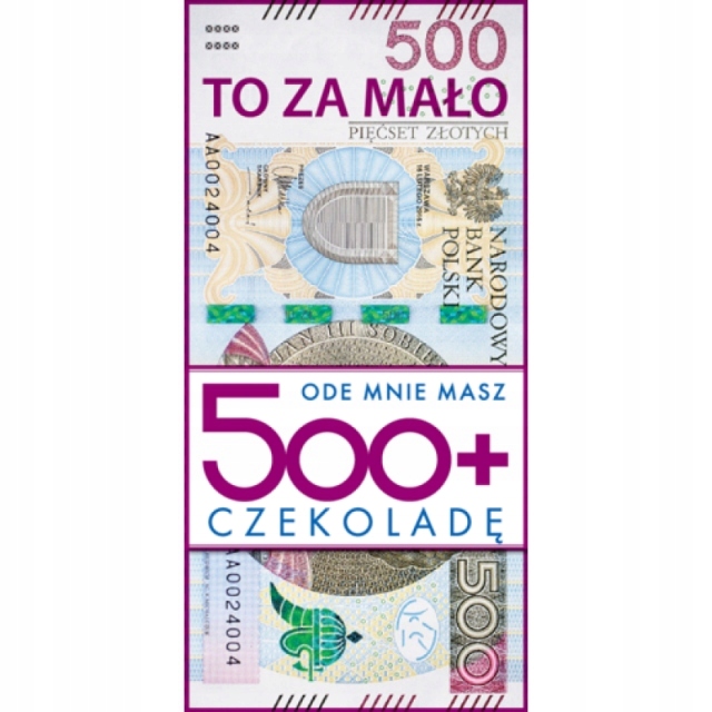 

Czekolada 500+ śmieszny urodziny