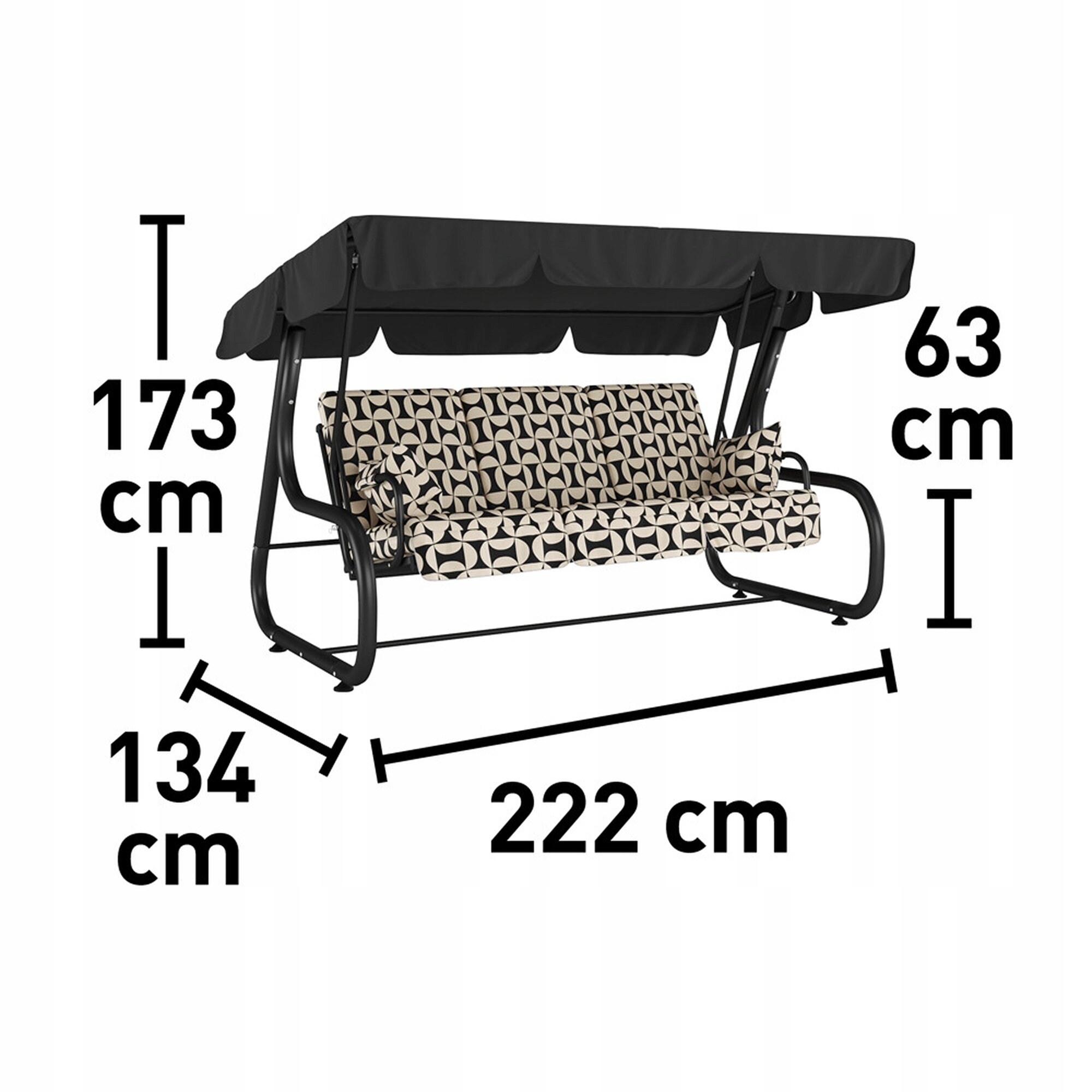 HUŚTAWKA OGRODOWA DUŻA 3 OSOBOWA MOCNA PODUSZKI Producent inna