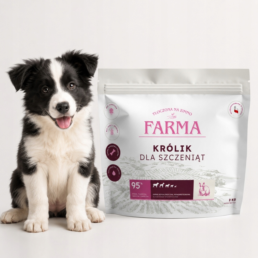 Farma Królikiem dla szczeniąt 2 kg – karma tłoczona na zimno