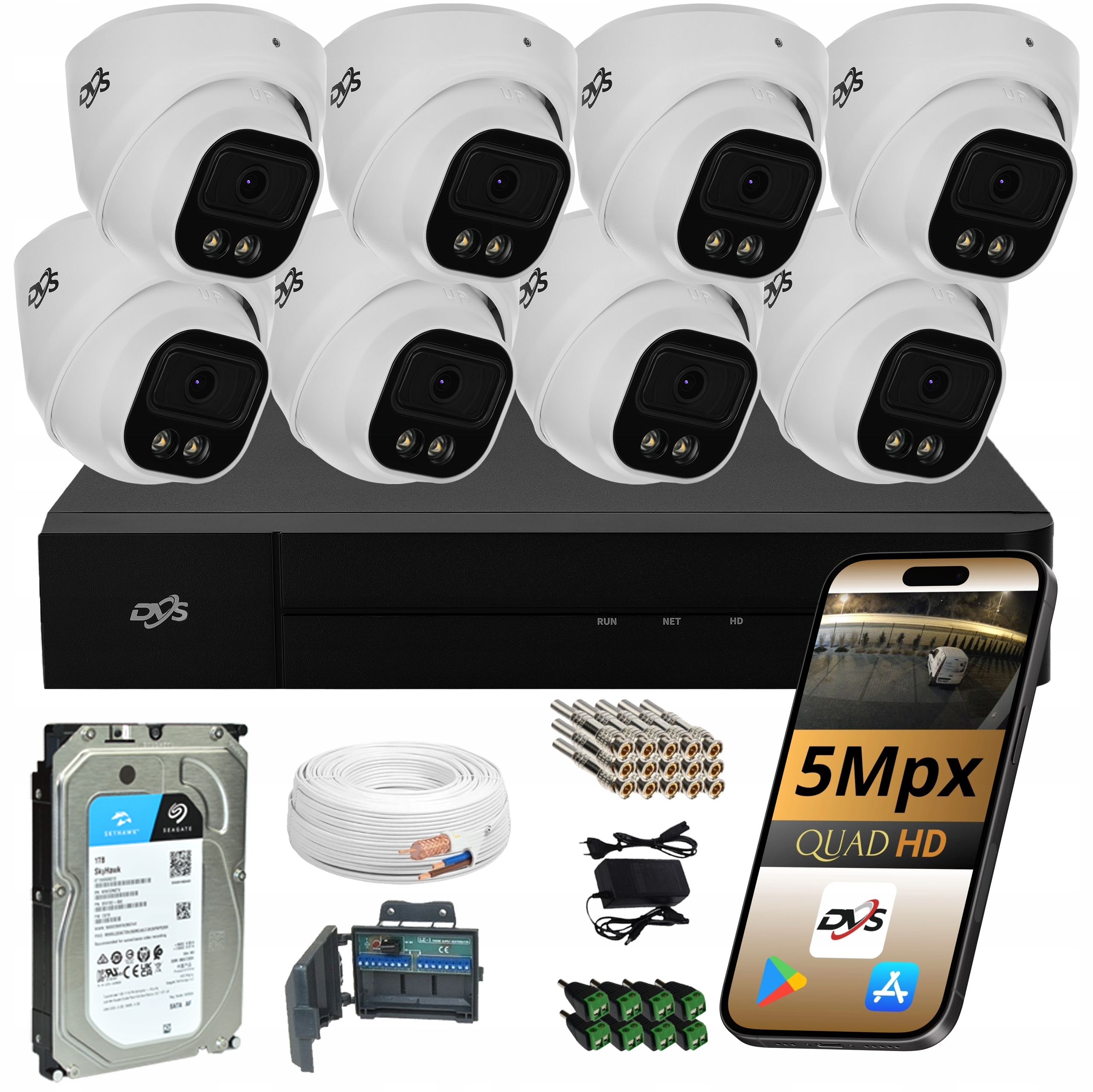 Kompletní Sada Pro Monitorování 8 5MPX Kopulových Kamer, Diskový Rekordér