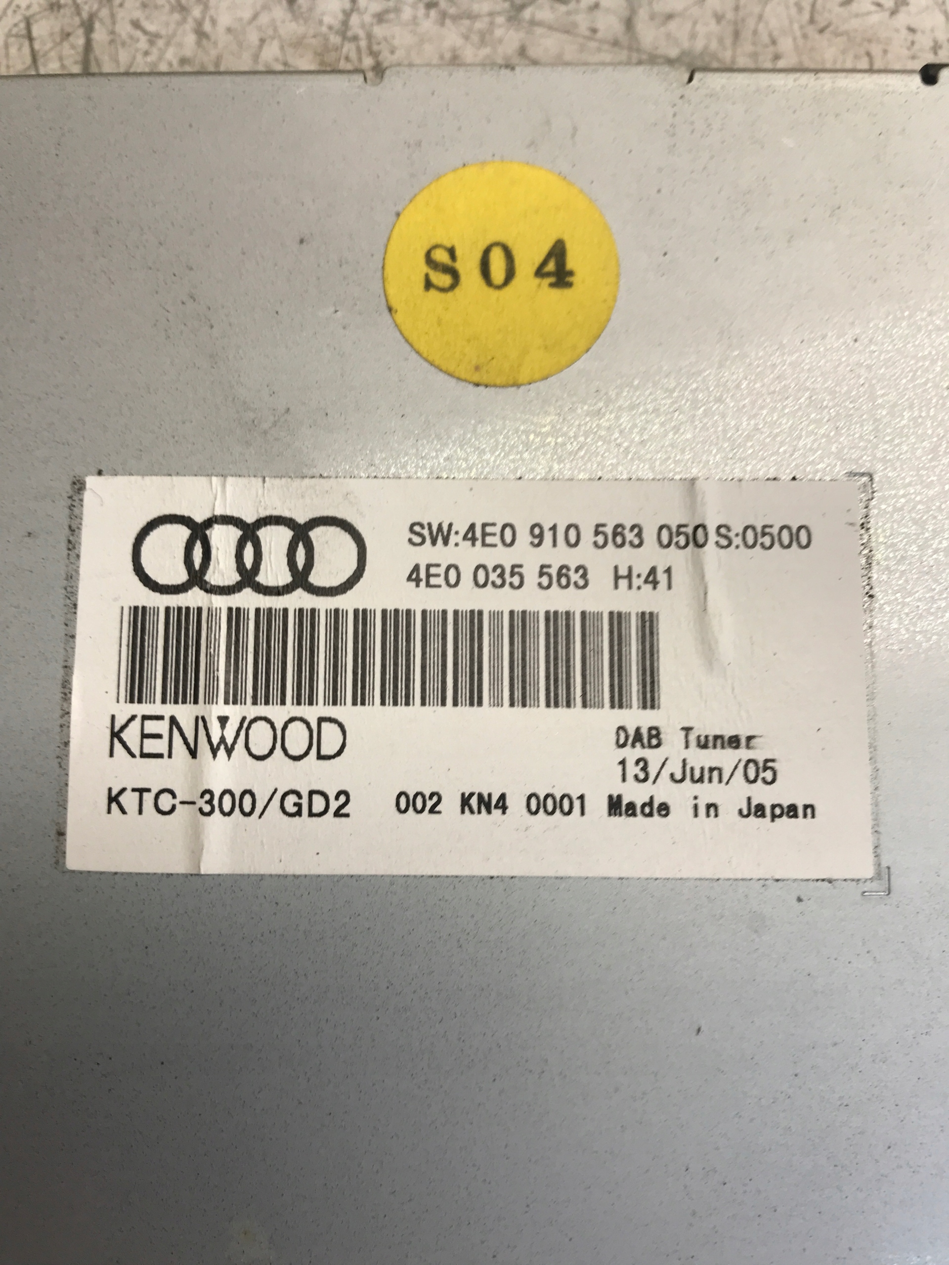 modulo Centralina RADIA DAB AUDI A8 D3 4E0035563