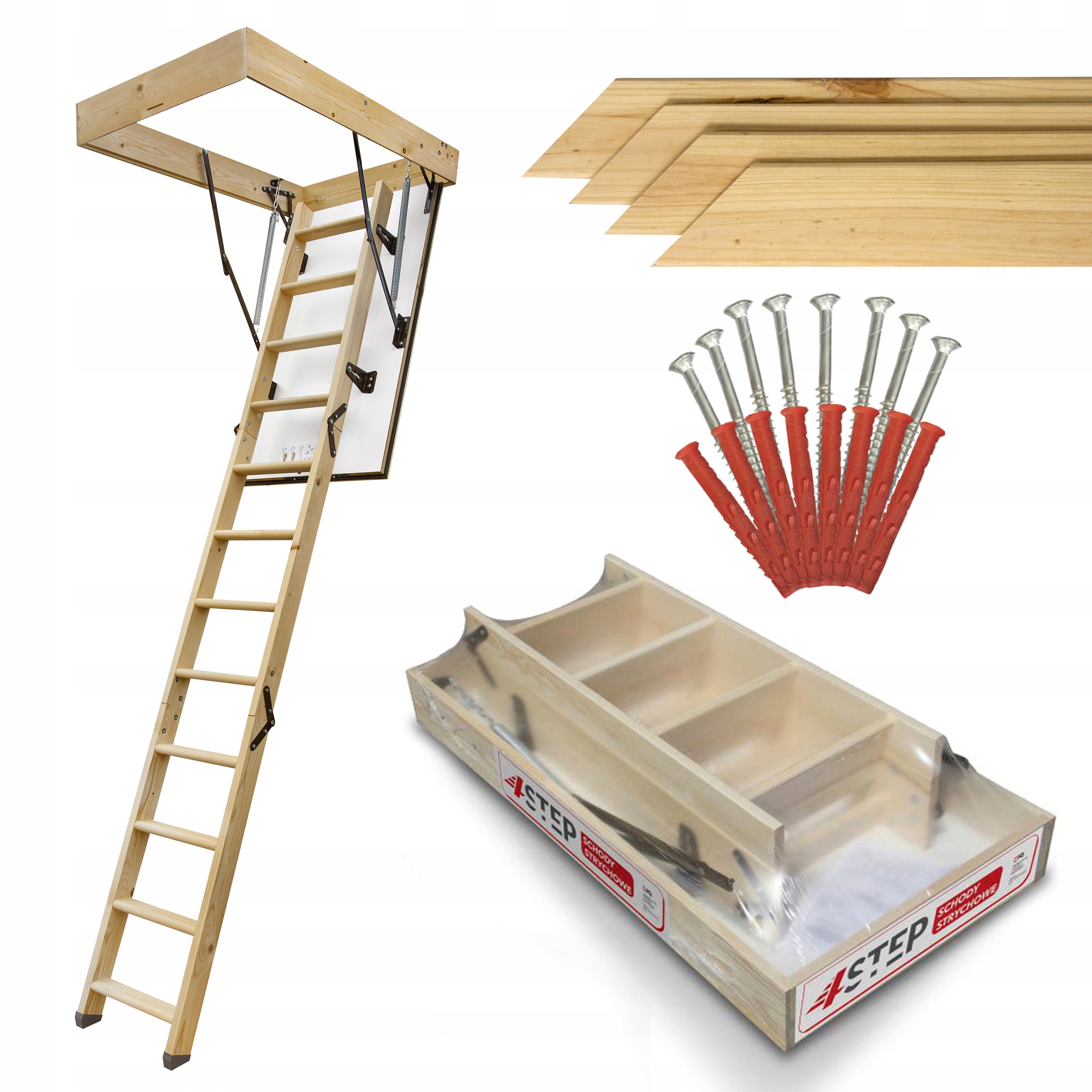 Půdní schody 4STEP Greenline Výlez 113x55 35 mm Šrouby Lišty Set