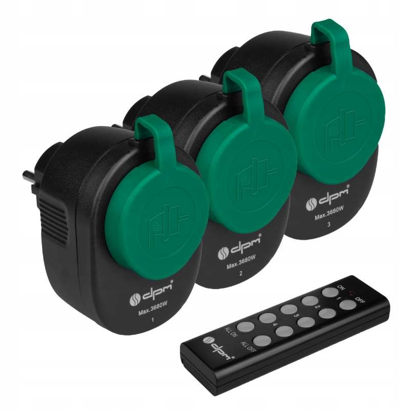 Gniazda elektryczne na pilota, IP44, 3 szt. Dpm