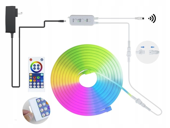 Taśma LED RGB-IC Bluetooth z pilotem RegMag 5–10 m – Pilot i odbiornik