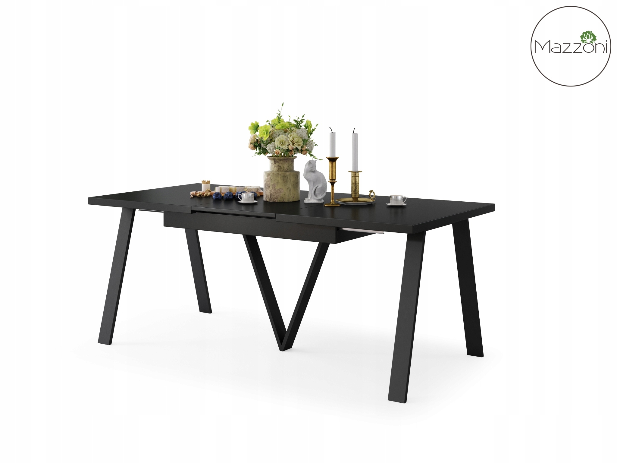 AVERY Czarny Mat | DUŻY STÓŁ LOFTOWY INDUSTRIALNY ROZKŁADANY DO 290 cm! Kształt blatu prostokątny