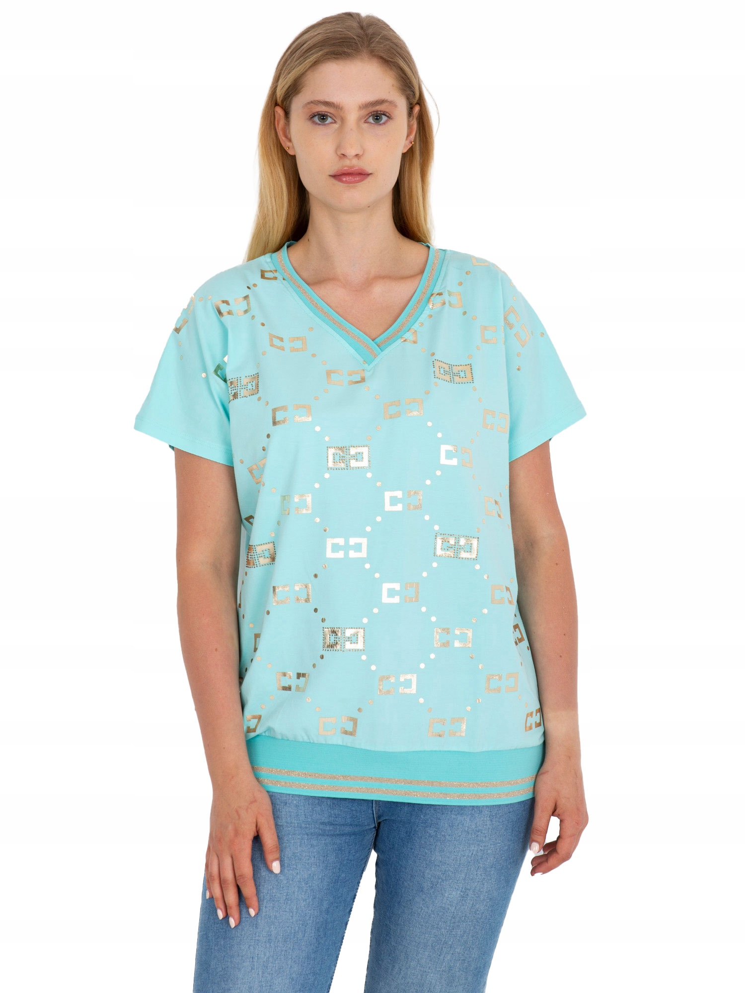 

Modna Bluzka Damska Plus Size dekolt w serek