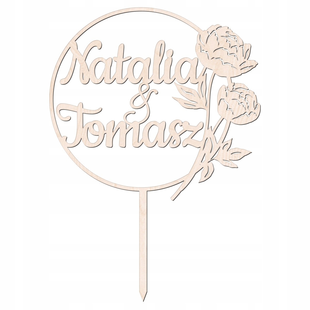 Topper napis tort na ślub wesele kwiaty dekoracja Motyw personalizowany