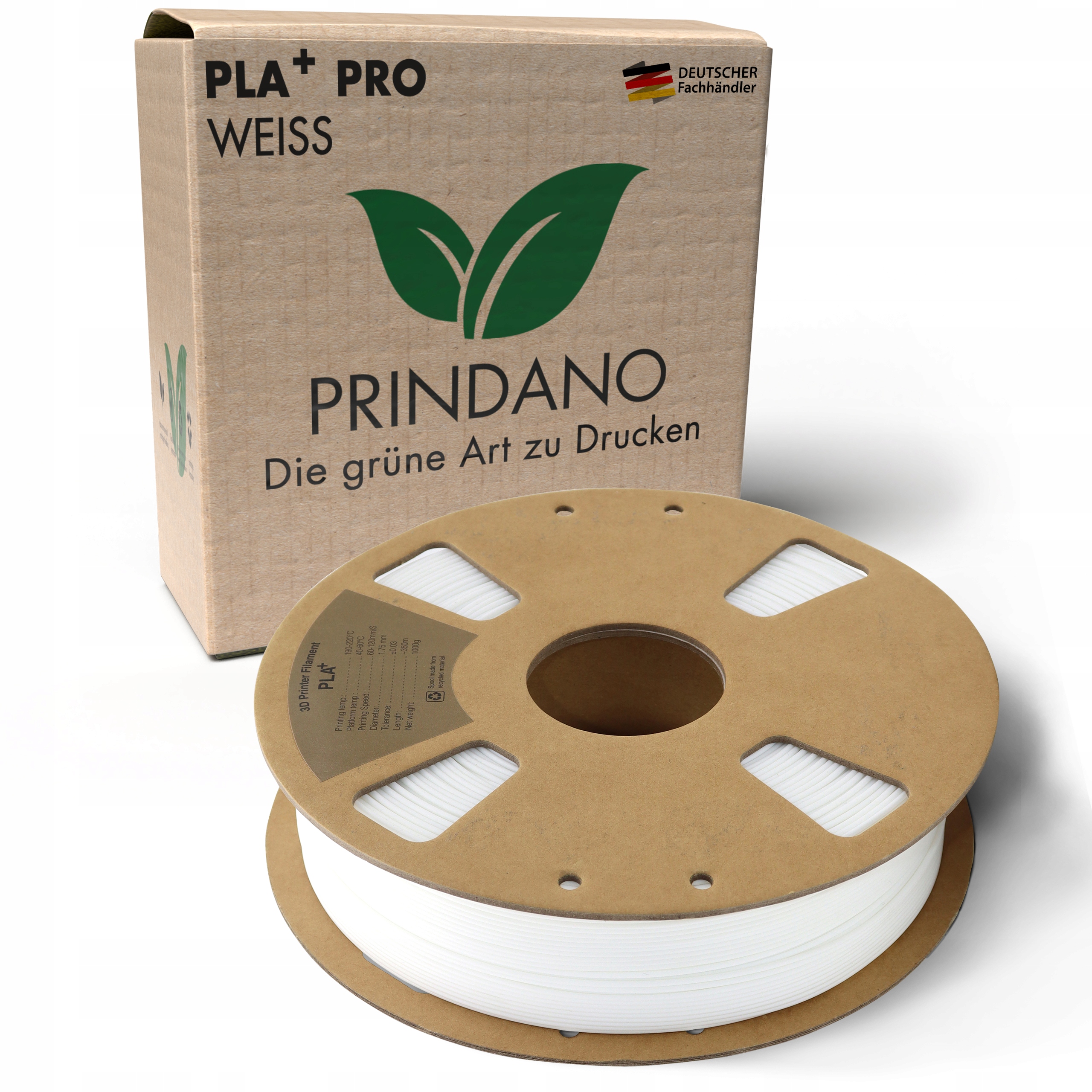 Filament Pla+ Pro biały White premium 1,75mm 1000g Prindano 3D