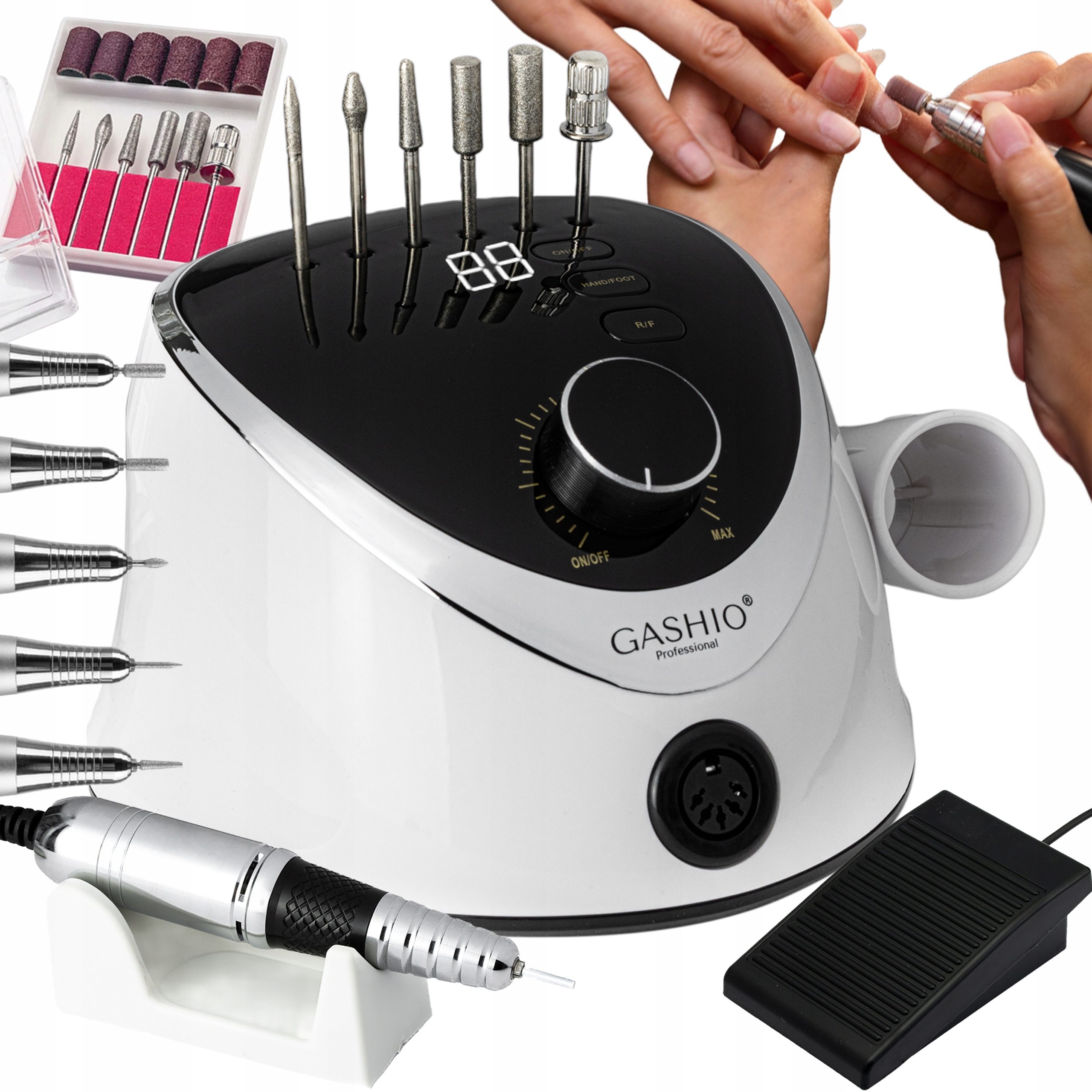 Frezarka Do Paznokci Profesjonalna Manicure Pedicure 65W z Zestawem Frezów