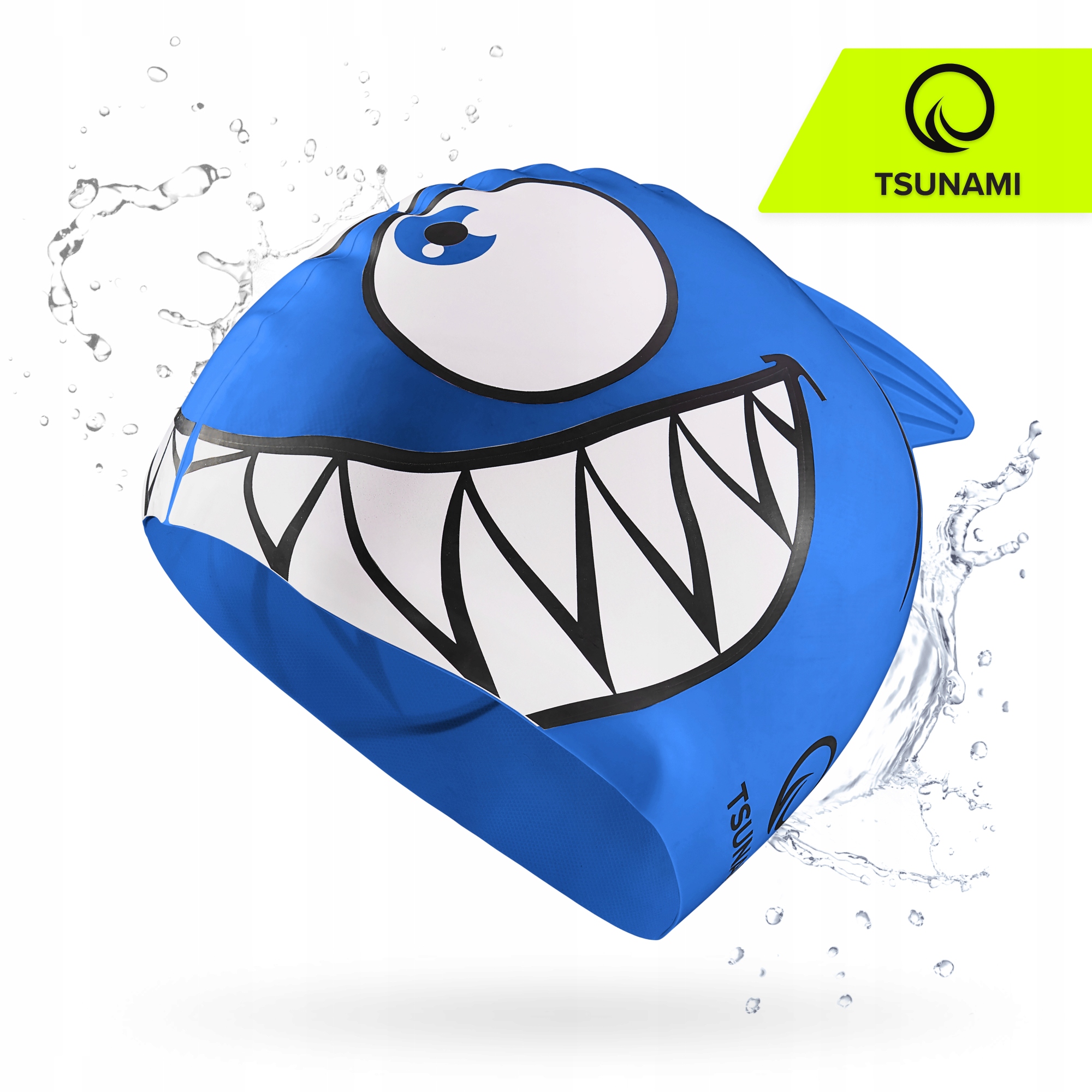 CZEPEK PŁYWACKI DLA DZIECI KĄPIELOWY BASEN SILIKONOWY DOPASOWANY ELASTYCZNY Kolor dominujący odcienie niebieskiego