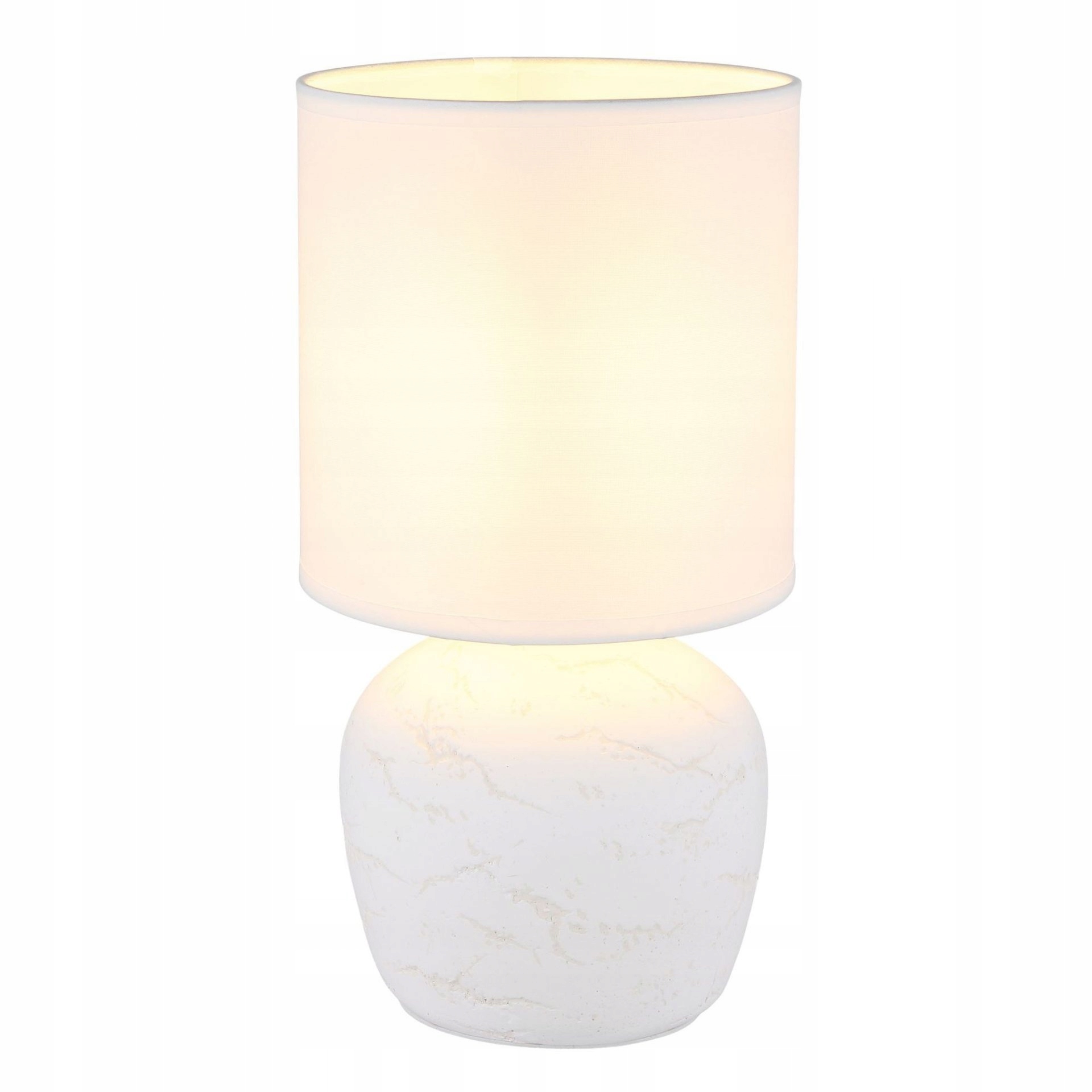 Bílá stolní lampa Marble s měkkým světlem do ložnice Globo