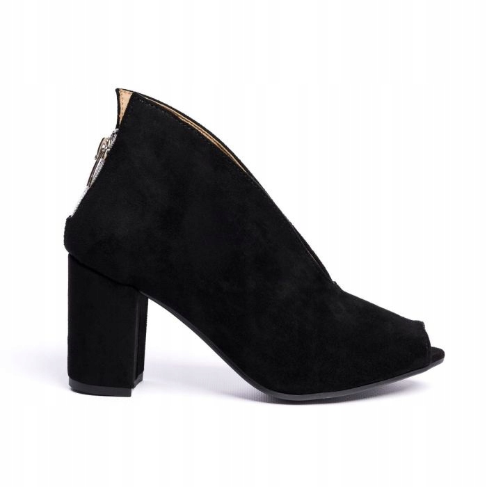 Černé Kotníkové Boty Na Podpatku S Odhalenými Prsty Optimo 37