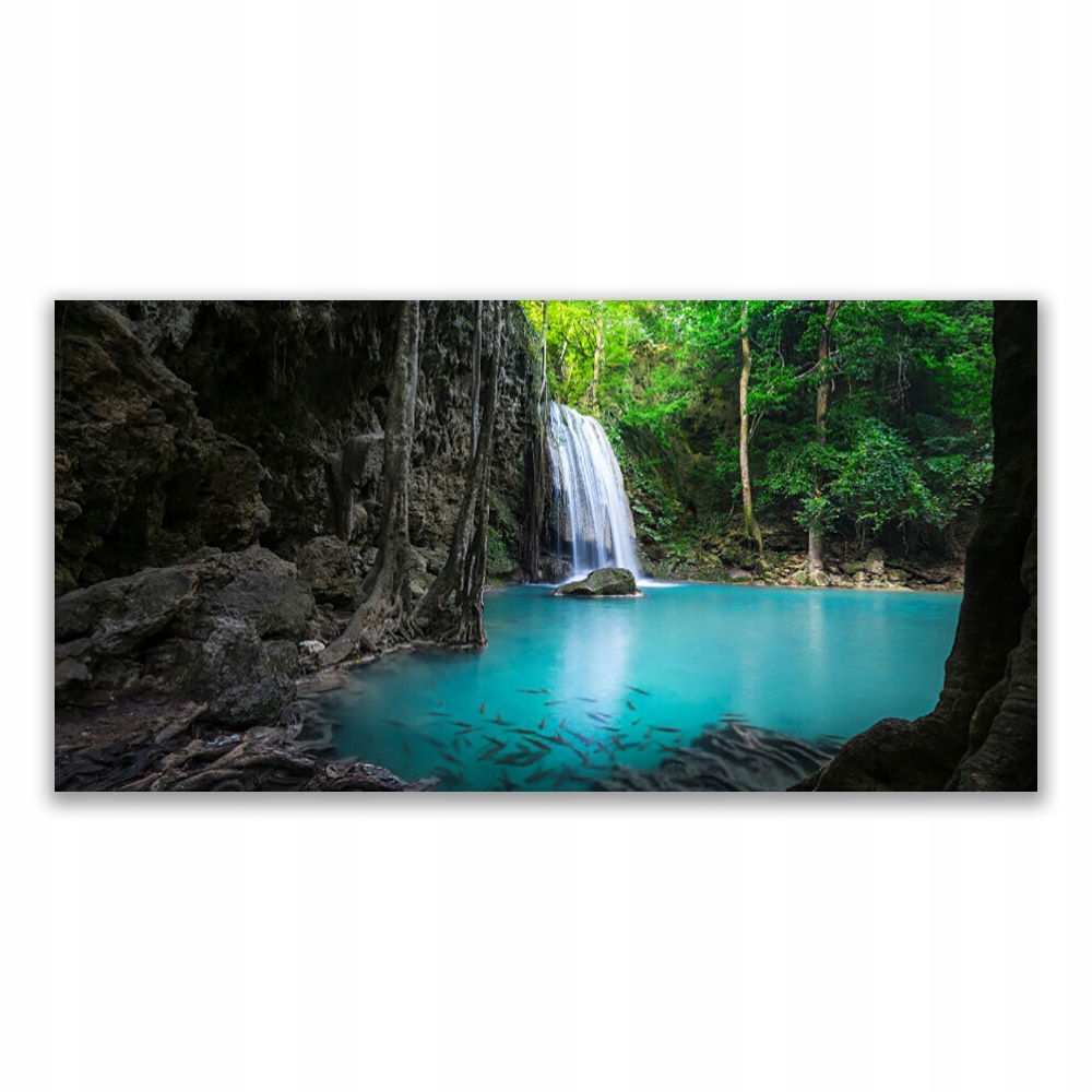 

Obraz z nadrukiem 120x60 Jezioro Wodospad Natura