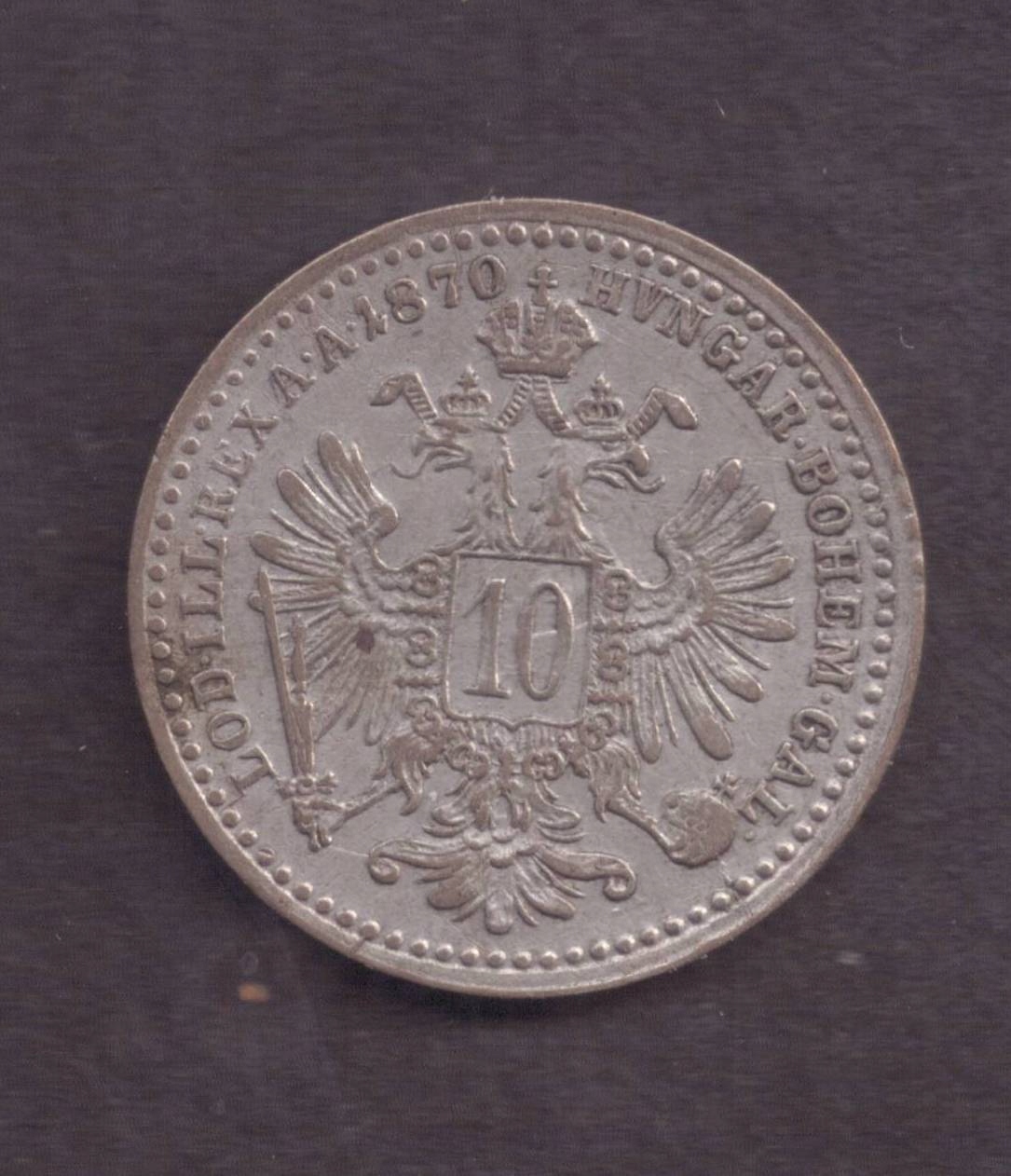 Austria - srebro 10 Kreuzer 1870 rok