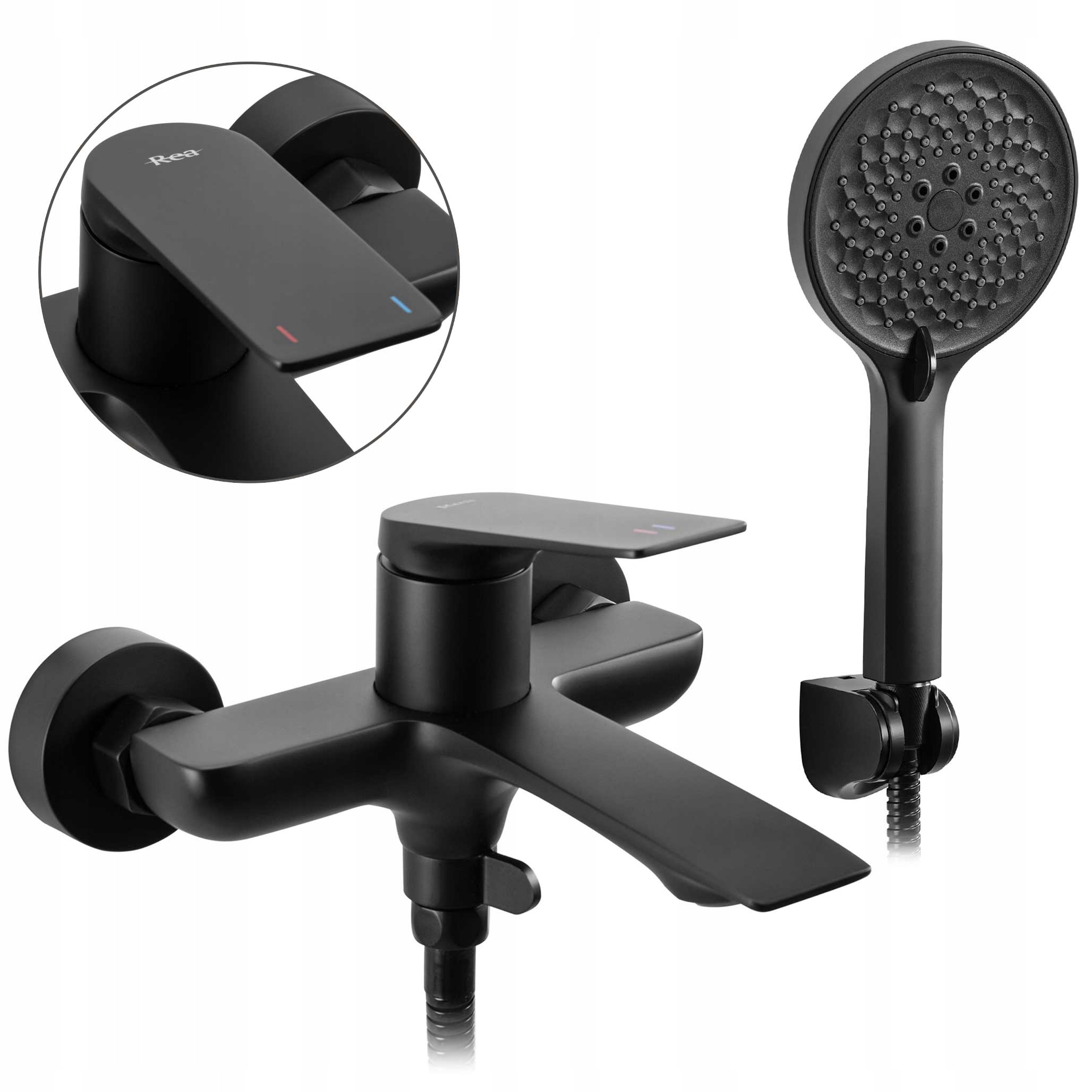 Vaňová batéria so slúchadlom čierna Rea Avalon Nástenná výtoková 16 cm