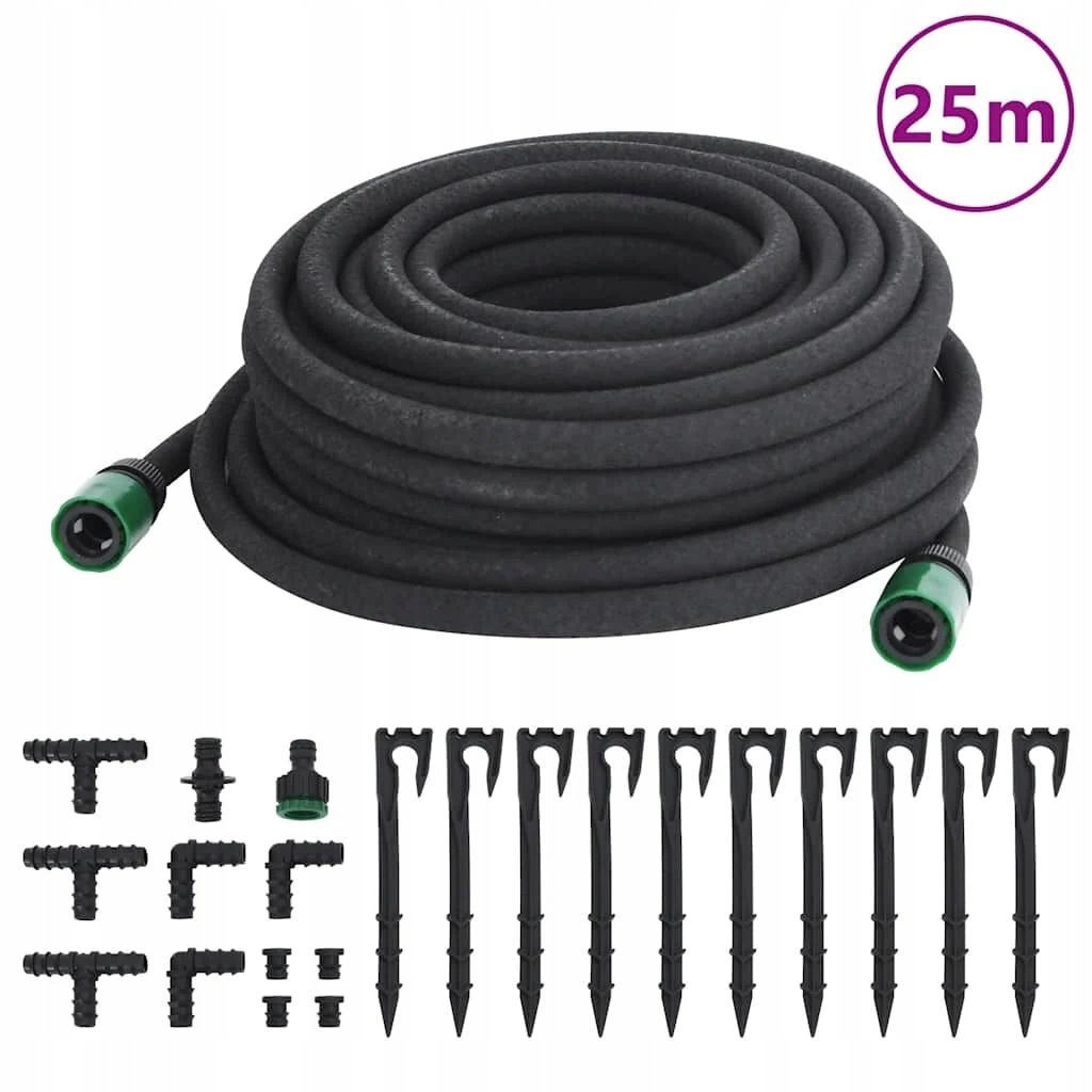 Záhradná odkvapkávacia hadica, čierna, 0,6", 25 m, guma