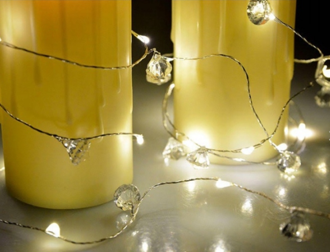 LAMPKI DRUCIKI 20 LED NA BATERIE DIAMENT + CIEPŁE Liczba lampek 11 - 20