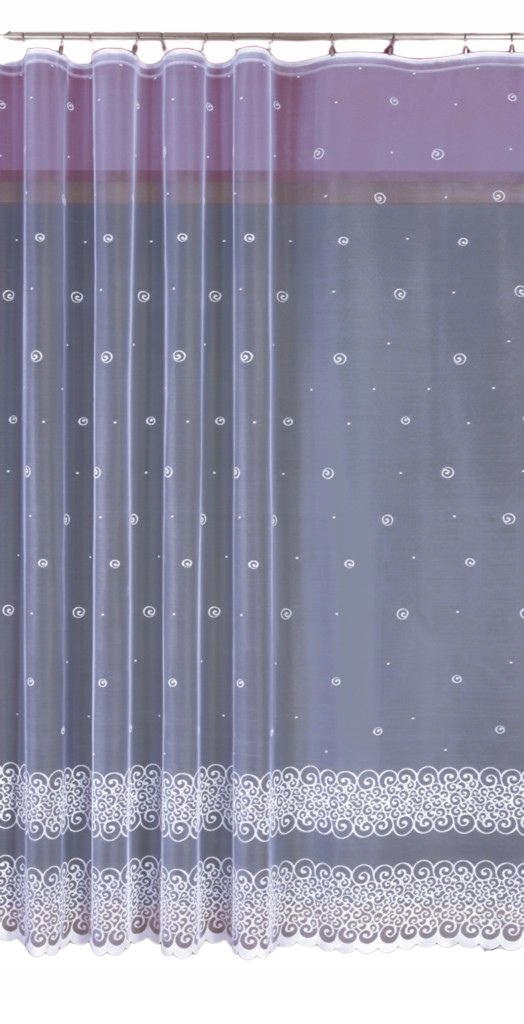 Záclona S Bílou Páskou, Vzor Ve Spodní Části, Šitá v Polsku 500X160