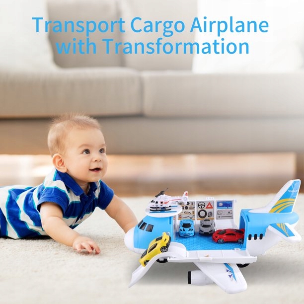 SAMOLOT TRANSPORTOWY samochody ZESTAW 38 cm DUŻY Marka Swede