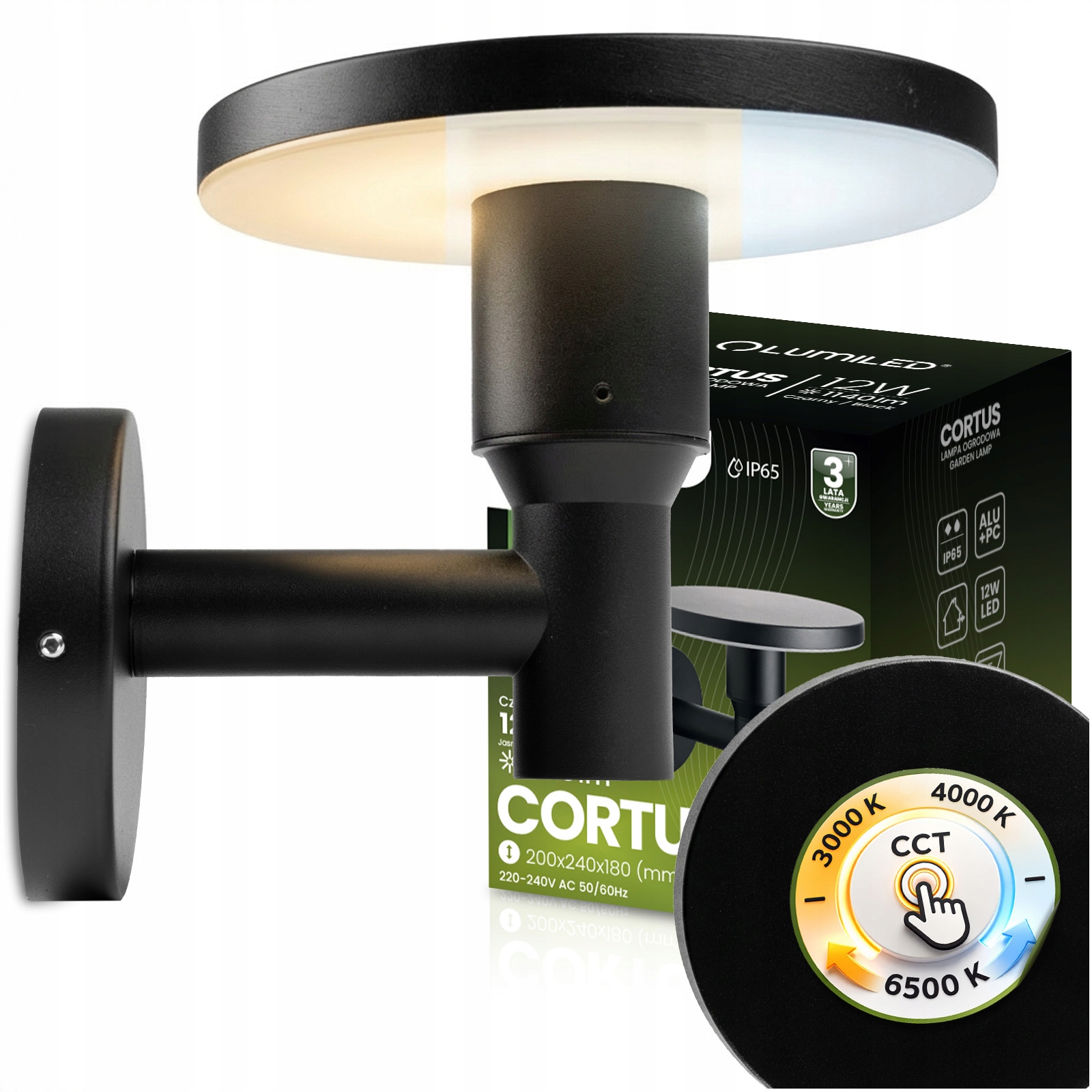 Zahradní Led lampa Venkovní nástěnné fasádní svítidlo 12W 3 Barvy IP65