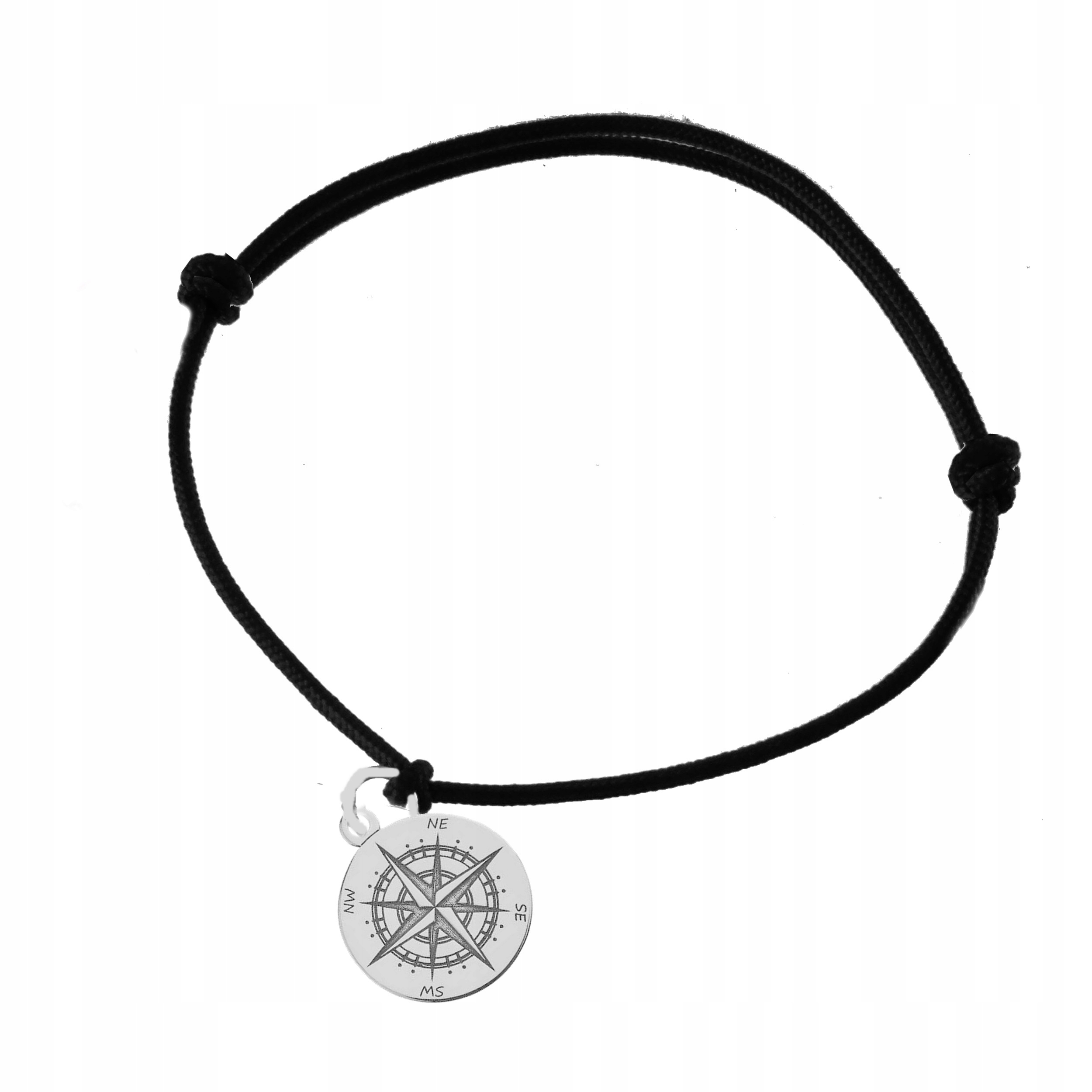 

Kompas Bransoletka Sznurek Kółko Srebro 925