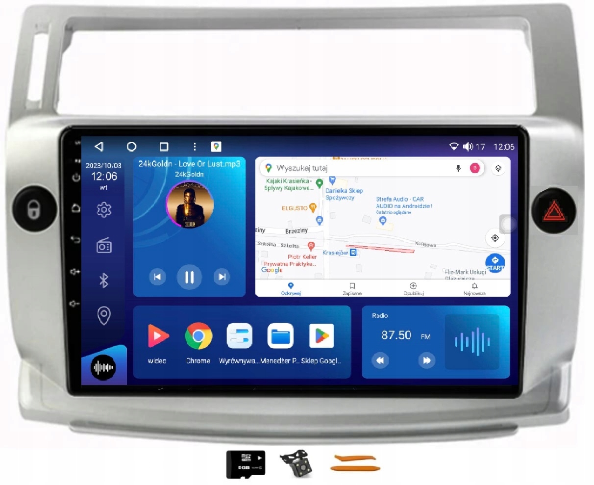 Radio Android Nawigacja XQ460S Qled Carplay Lte Gps Dsp Citroen C4 1 04-10