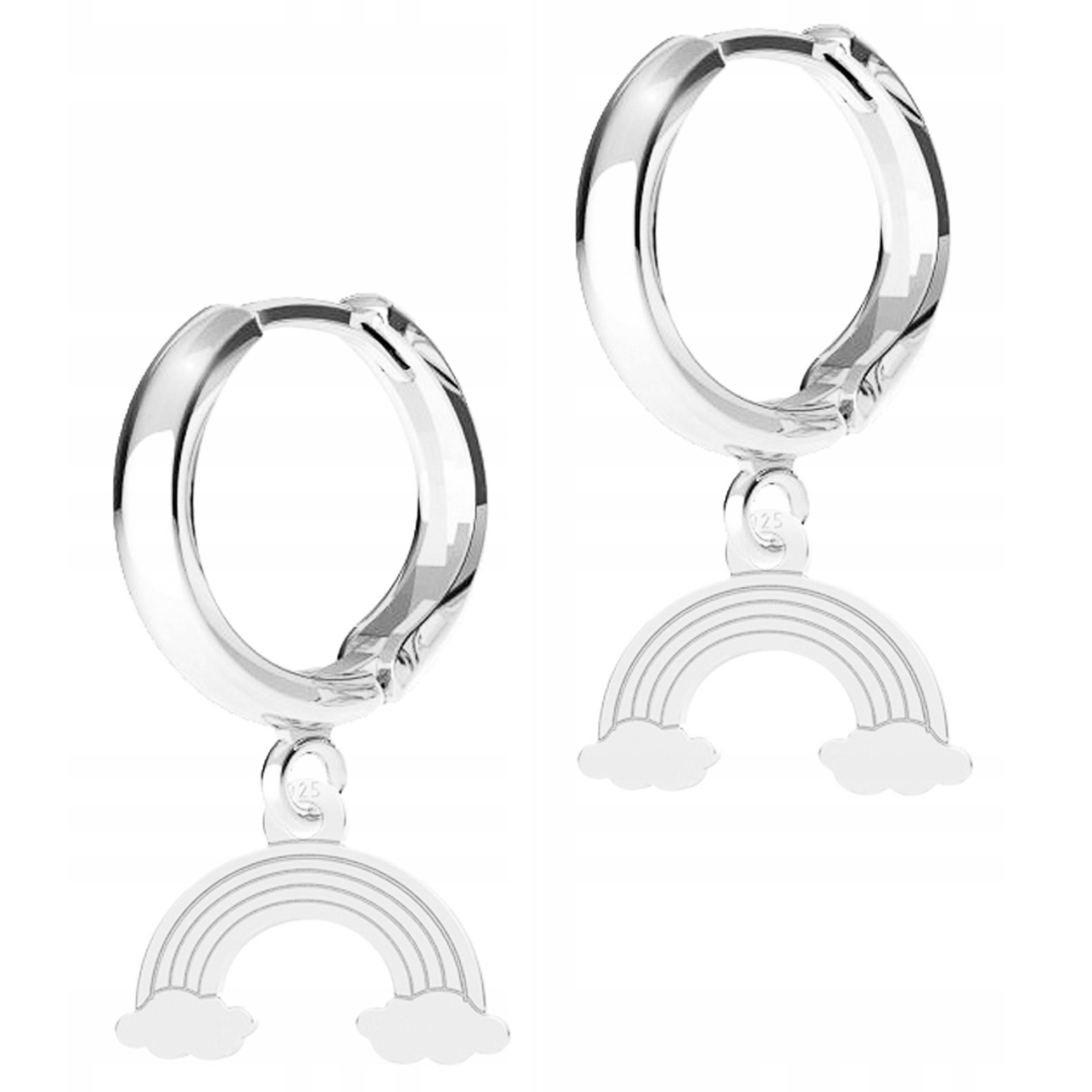 Stříbrné Náušnice Bigle Duha Rainbow Plech Duha na Biglu Stříbro 925