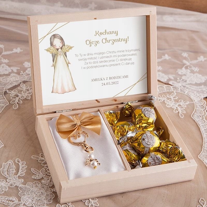 PODZIĘKOWANIE na Chrzest Z IMIENIEM Brelok aniołek Okazje chrzest