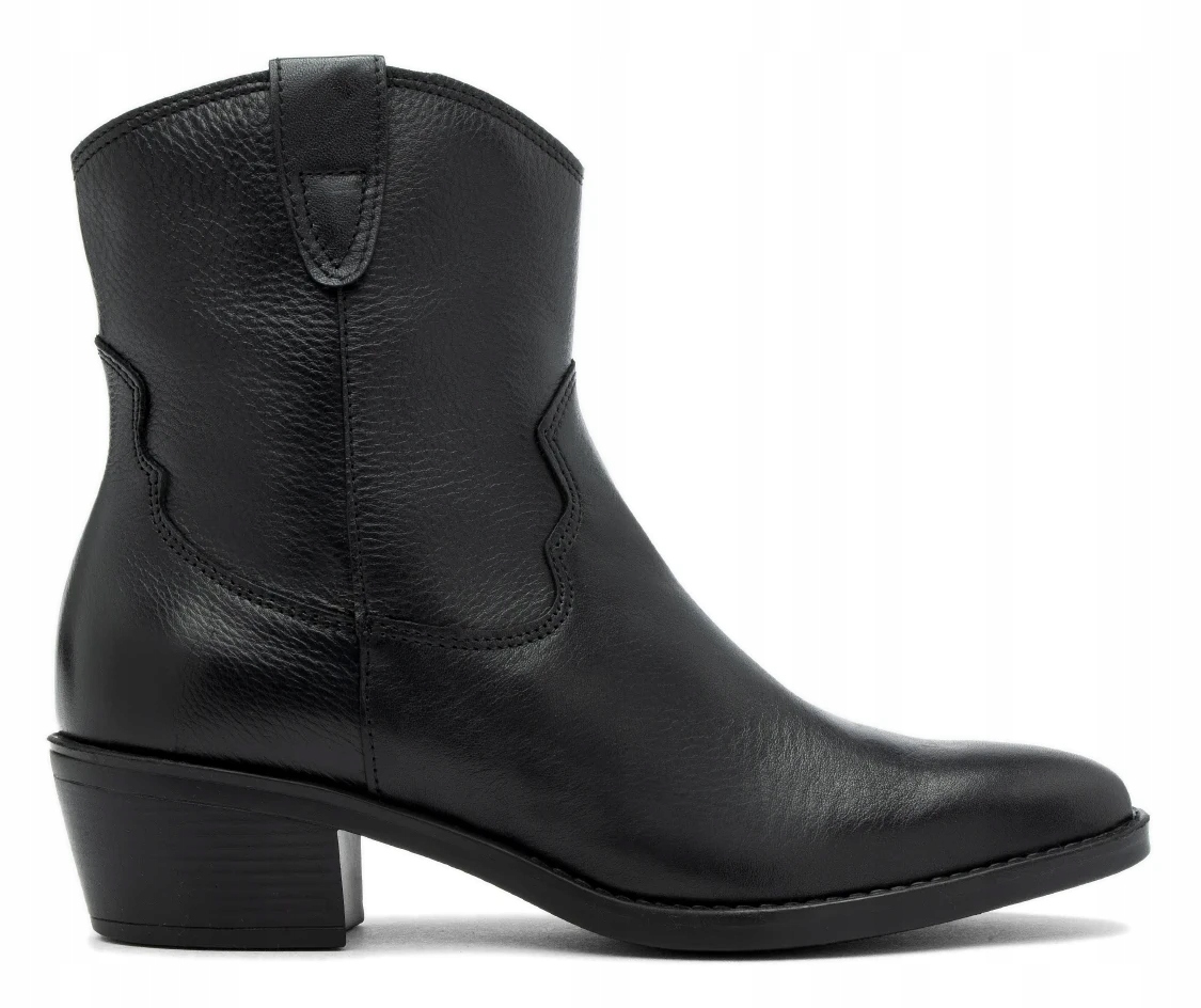 Kovbojské Boty Kožené Dámské Kotníkové Boty Na Podpatku Z Lícové Kůže Ryłko 38