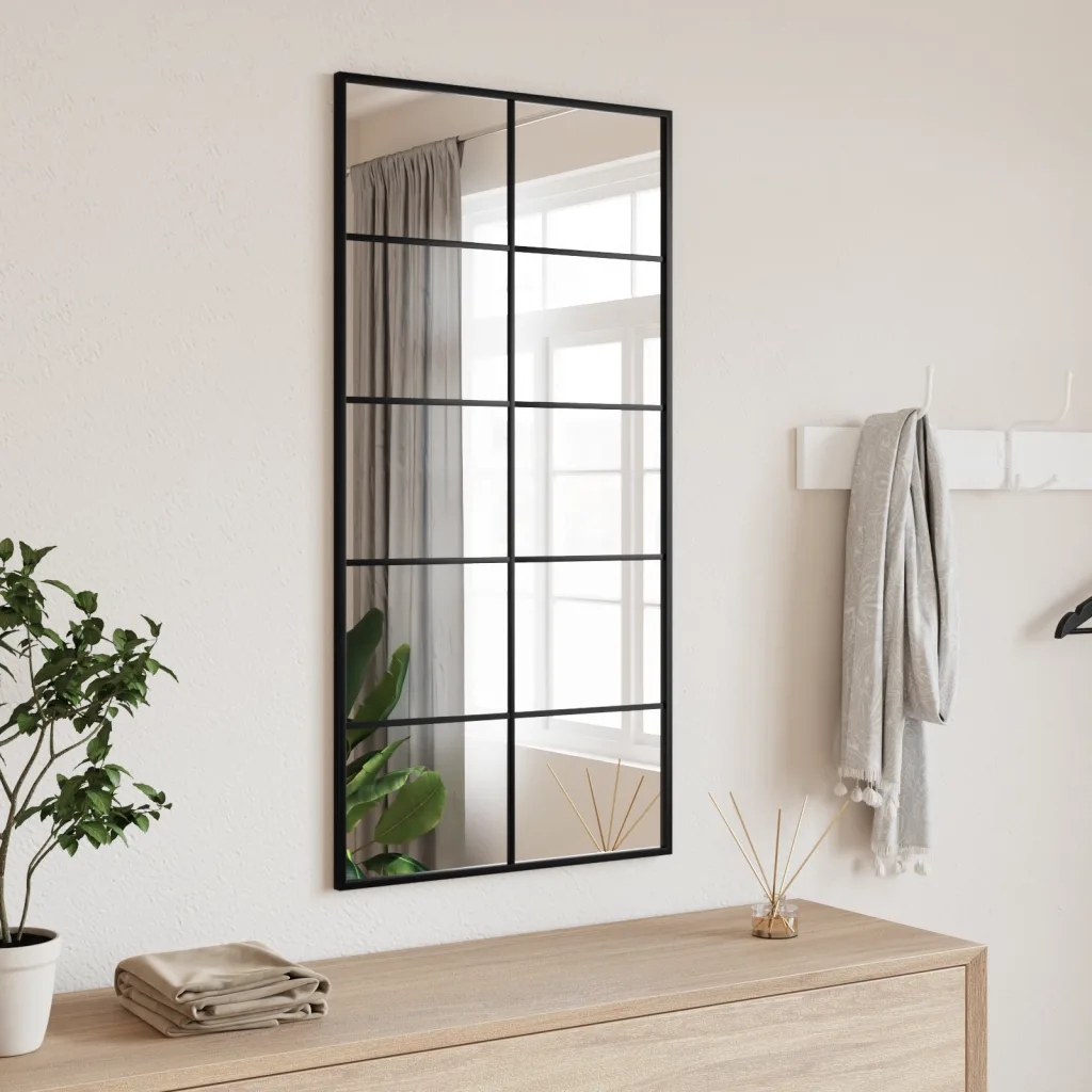 vidaXL Nástěnné zrcadlo černé 50 x 100 cm obdélník železo