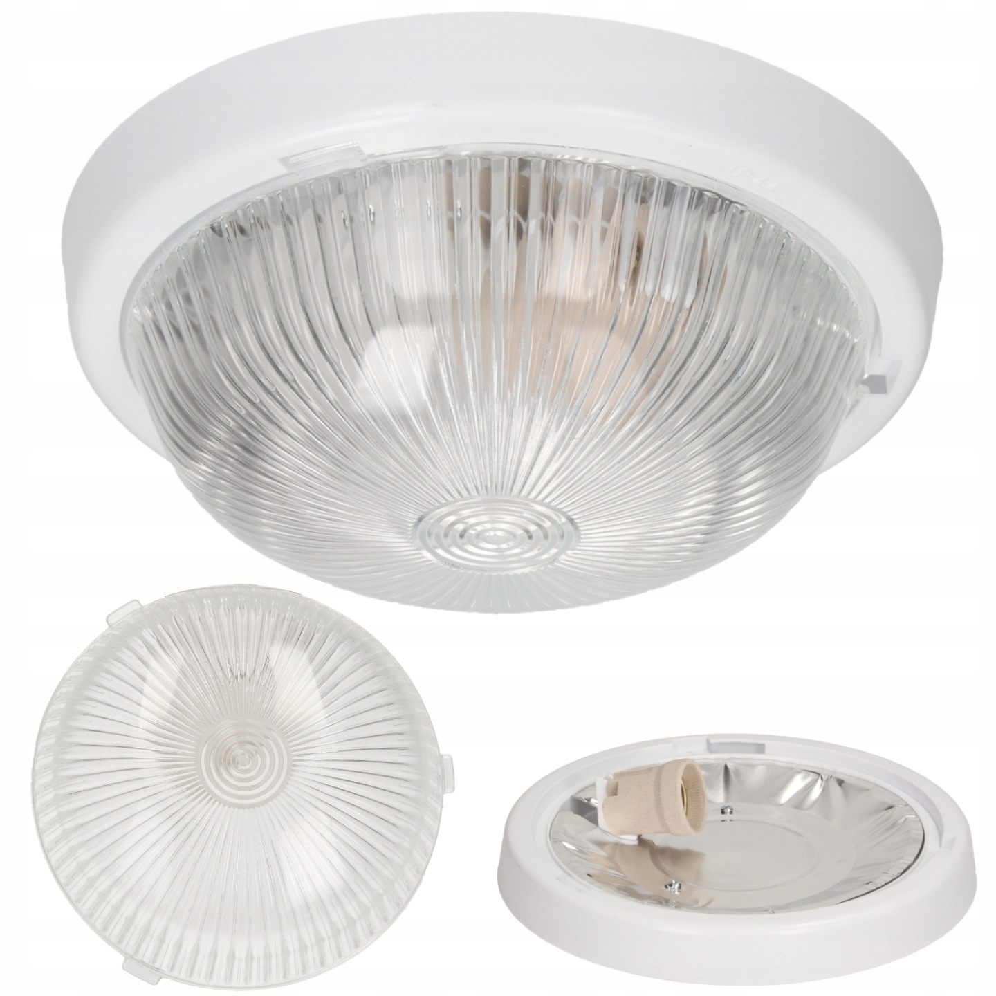 PLAFON LAMPA SUFITOWA OPRAWA OŚWIETLENIOWA NA ŻARÓWKĘ E27 KLOSZ SZKŁO IP44