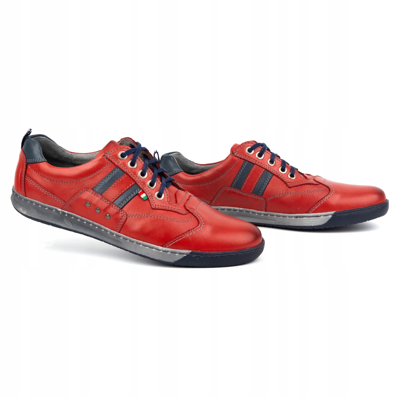 Intensywnie Czerwone Buty Męskie Skórzane 28KAM KAMPOL Sznurowane 42 Płeć mężczyzna