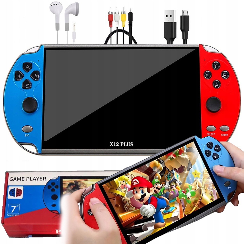 Retro Przenośna Mobilna Konsola 16GB Do Gier 7 Cali 2000+GIER Dla Dzieci