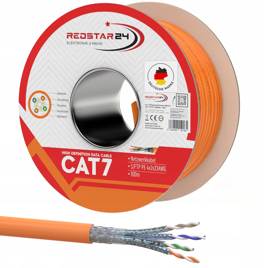 Gigabitový Sieťový Kábel S/ftp CAT7 REDSTAR24 Internetový Kábel 10GBIT 100 M