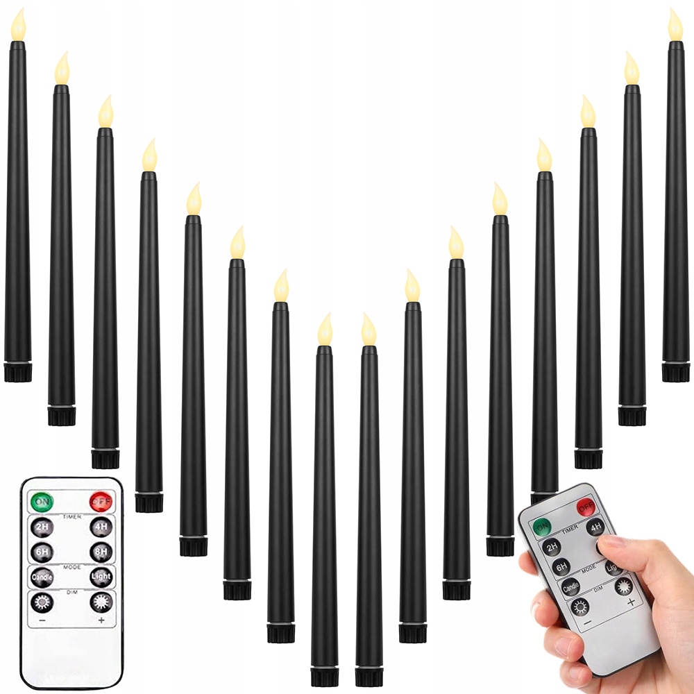 Bezplamenná Led svíčka, 300 hodin, 16 Kusů, černá