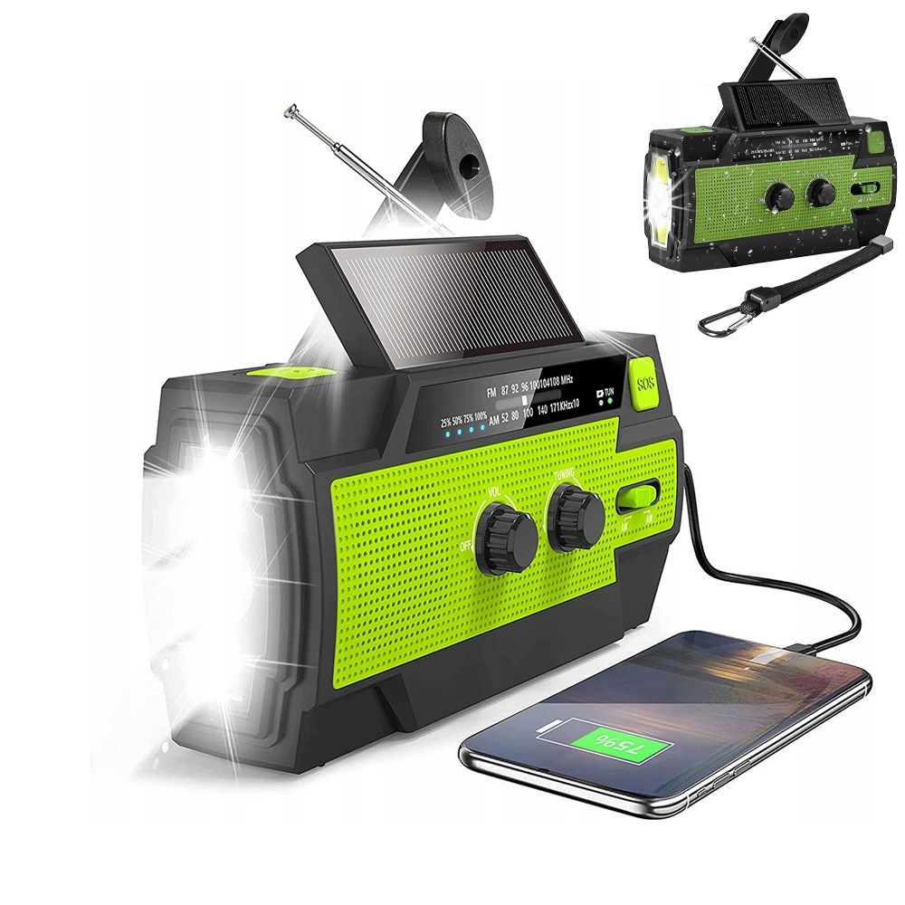 Radio Na Kliku přenosné solární nouzové dynamo Svítilna Powerbanka 4000 mAh