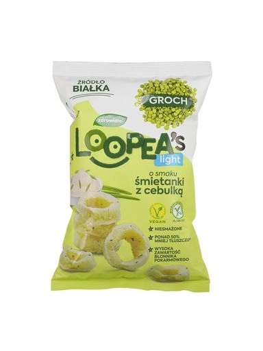 Levně 13 x Loopea's hrachové křupky s příchutí smetany a zelenou cibulkou 50 g
