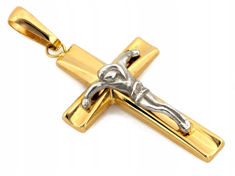 Zlatý elegantní přívěsek s dvoubarevným křížkem 585 14k 2.51g Zlaté šperky