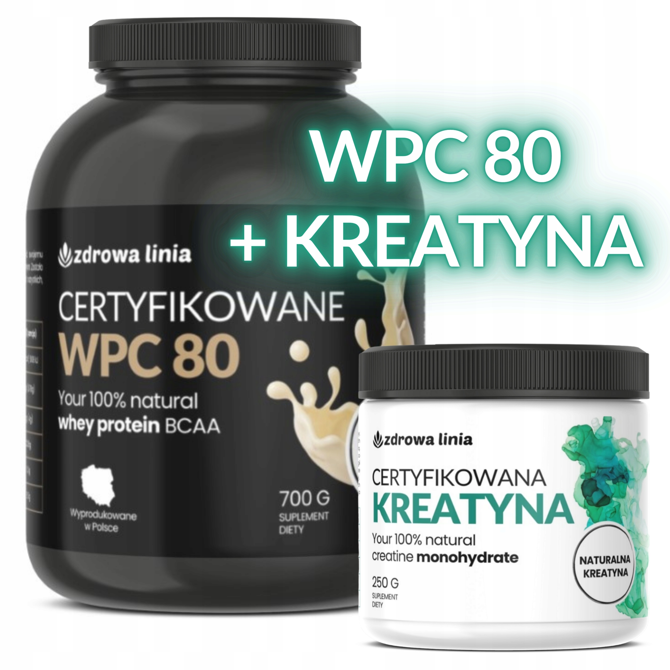 Sada bílkovin Wpc Kreatin 700 g 250 g Certifikováno s odměrkou Zdrowa Linia