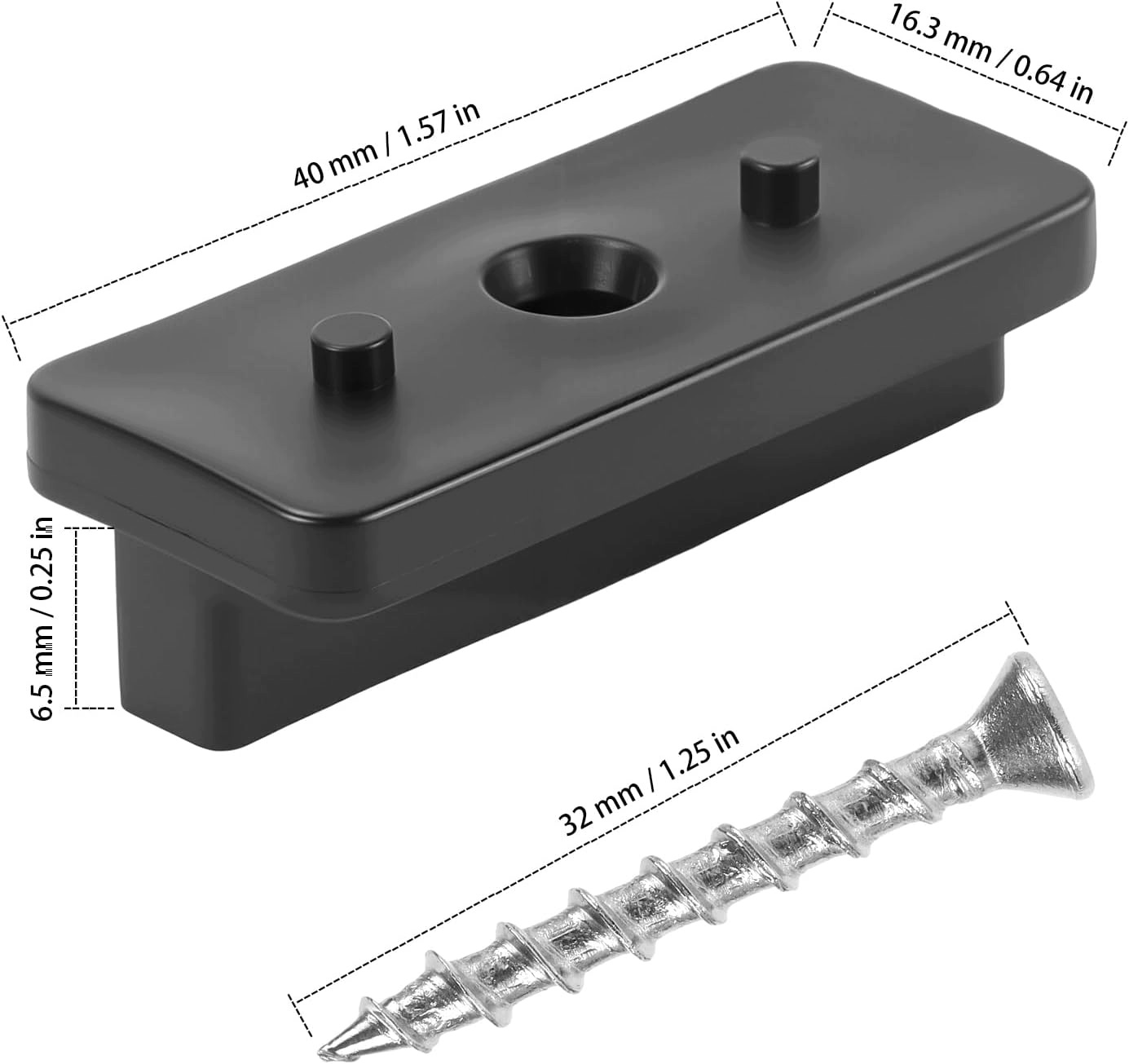 200 kusů Wpc klipů, 6,5 mm, terasové klipy, plast (černý)