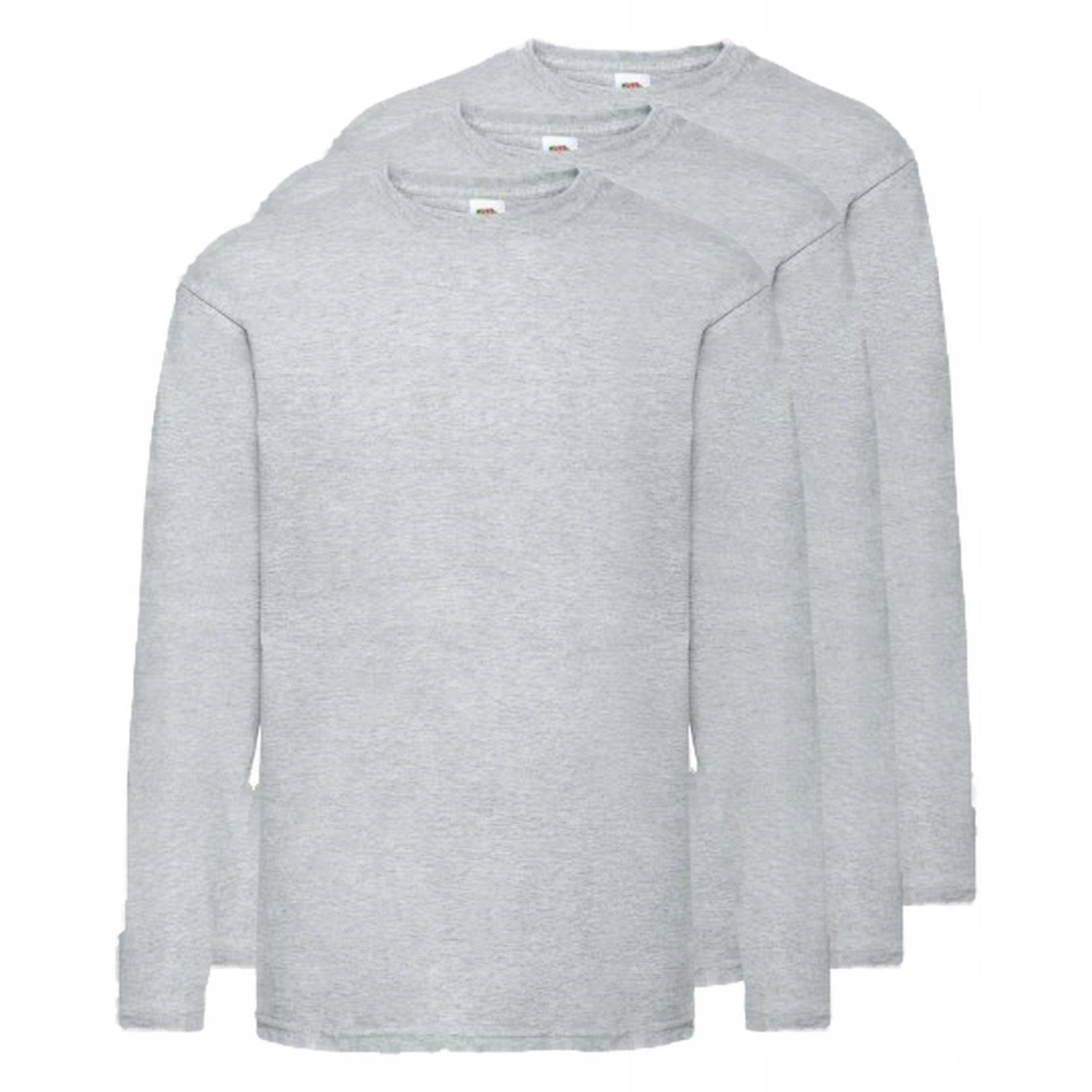 3x Valueweight tričko s dlouhým Tričko Fruit of the Loom Heather Gray M