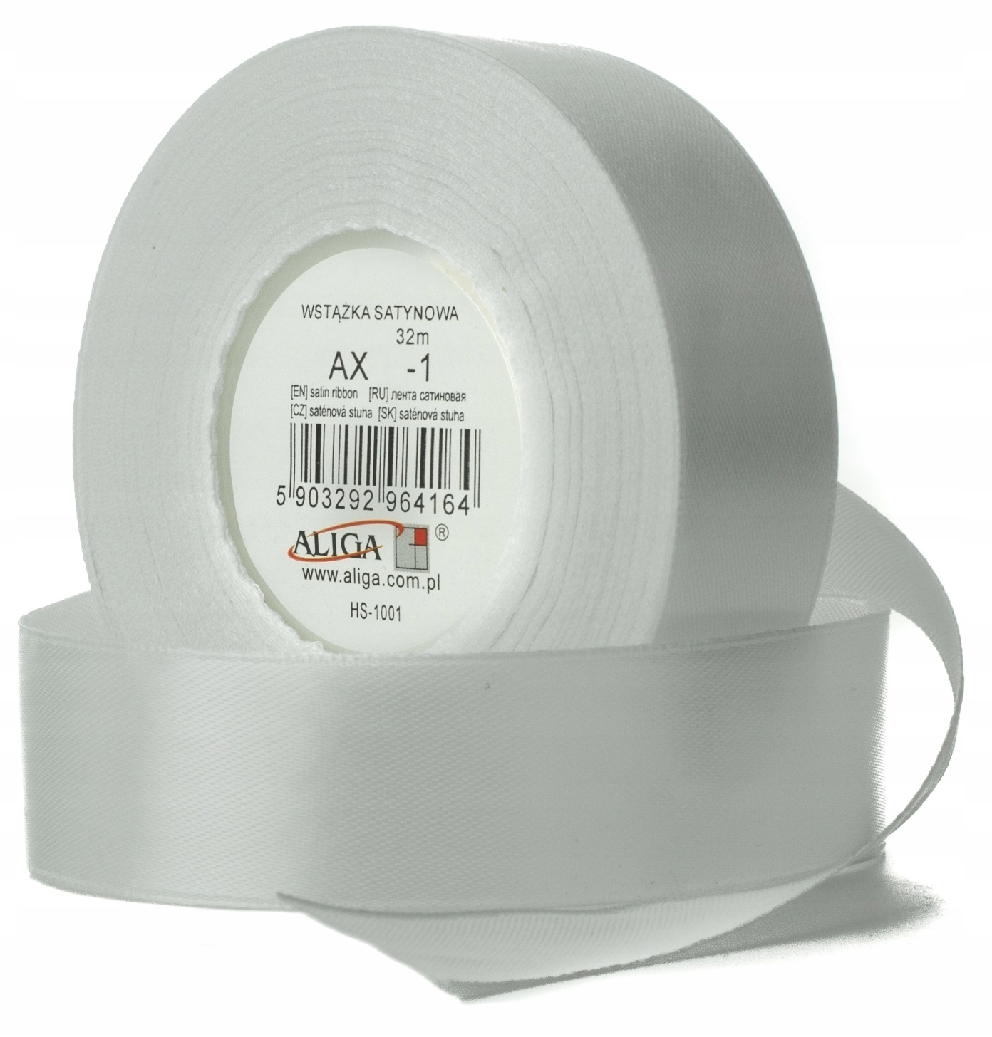 wstążka satynowa 25mmx32m BIAŁA 4szt. | AX25-01 — 3