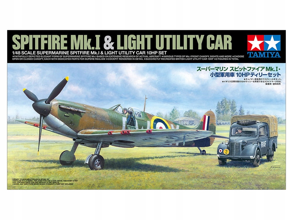 Spitfire Mk.I a lehký užitkový vůz 10HP 1:48 Tamiya 25211